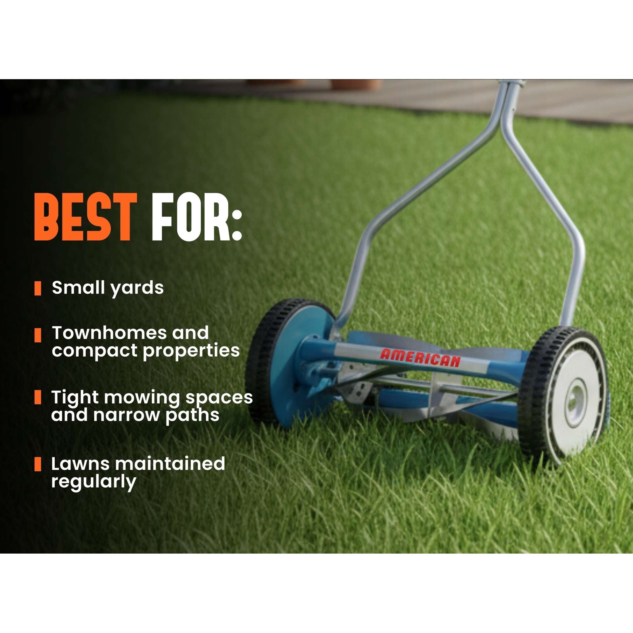 American Lawn Mower 14-Inch 4-Blade Push Reel Lawn Mower (Blue, 14 in) c3aox