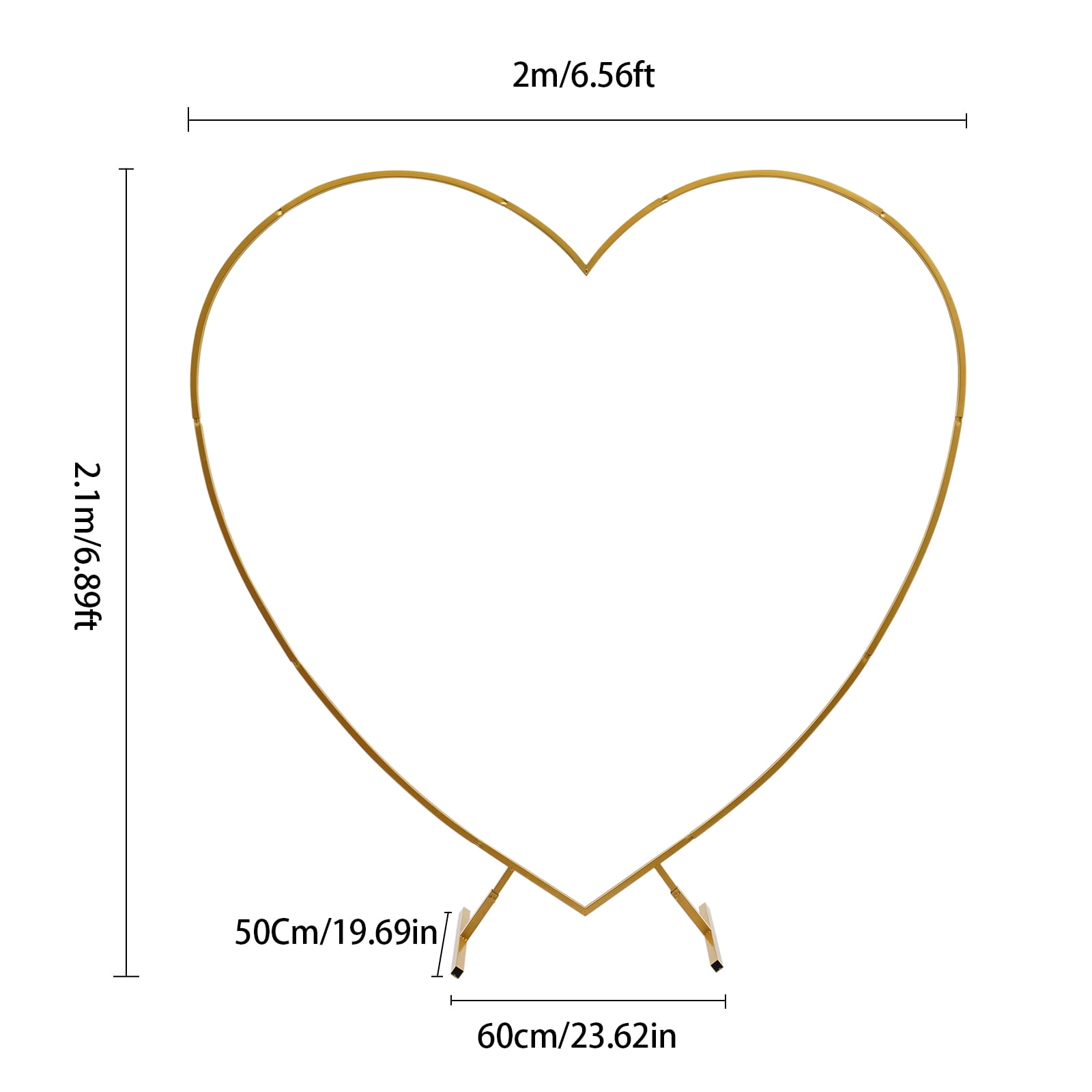 Miumaeov Heart-Shaped Wedding Arch Backdrop Stand, Heavy-Duty Metal Balloon Arch Frame for Ceremony and Party Decor (Gold, 6.89 ft) 7d12w