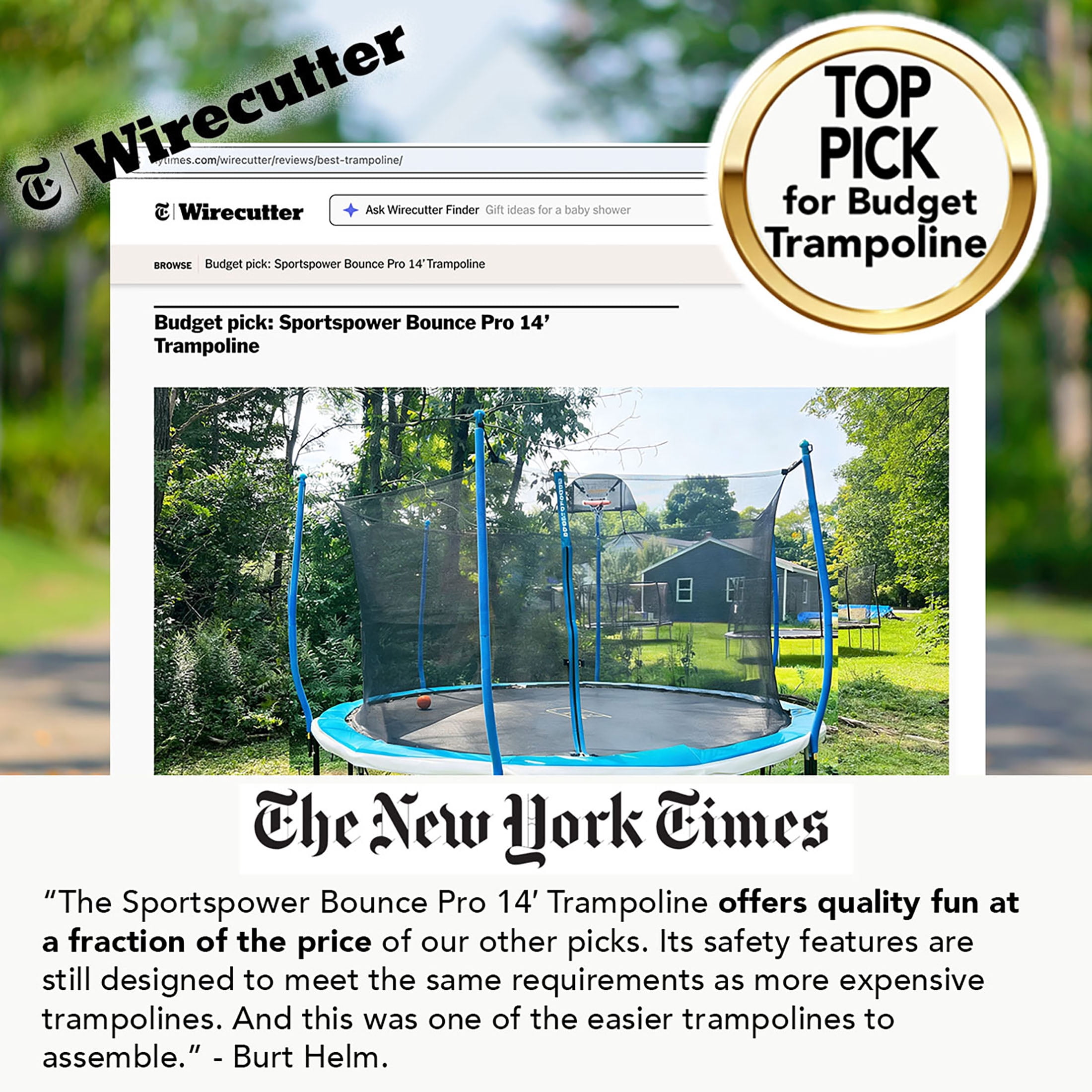 Bounce Pro 6x8 ft Rectangular Trampoline with Safety Enclosure, Heavy-Duty Rust-Resistant Steel Frame (6x8 ft) 3wcxm