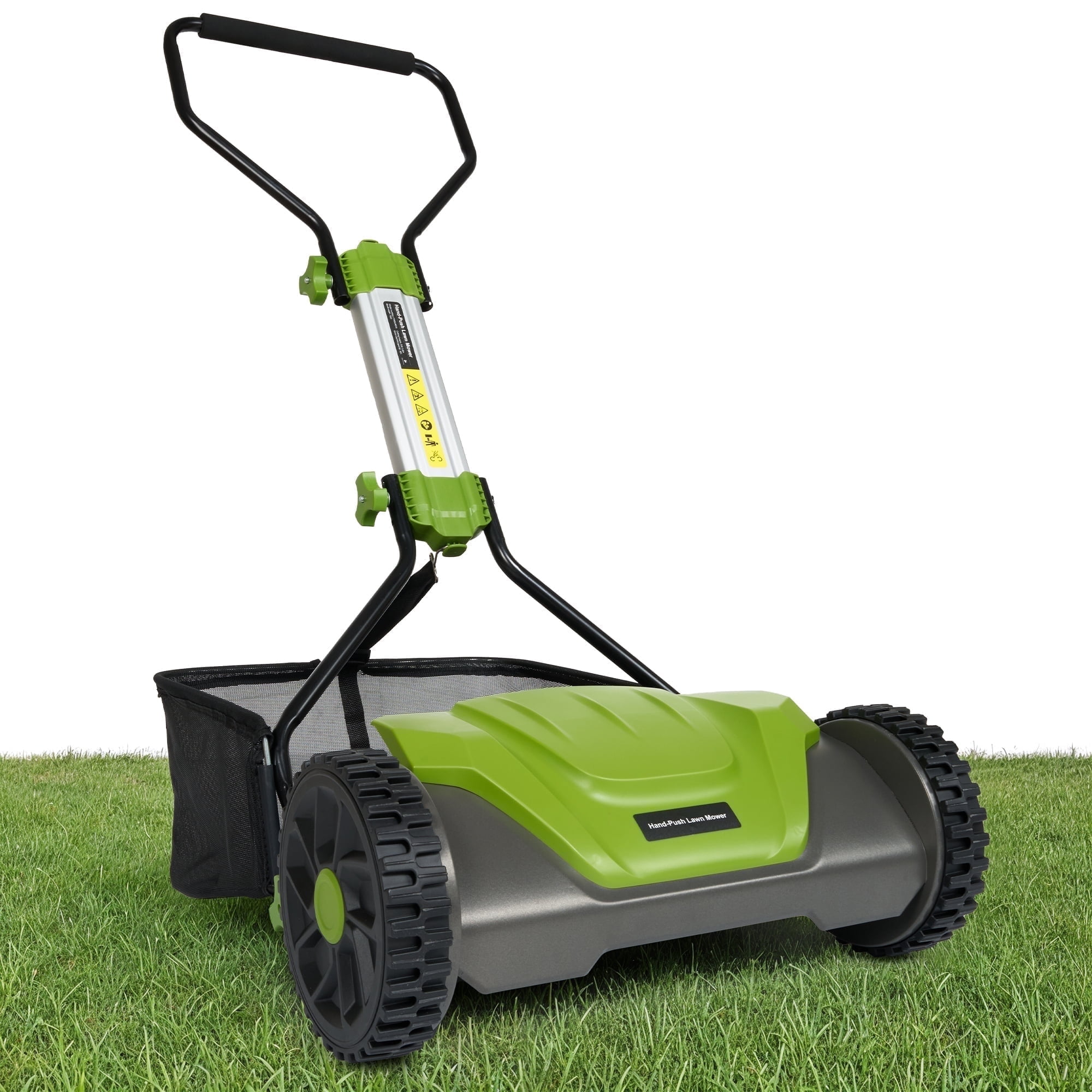 GASKY 16-inch Manual Push Reel Lawn Mower with 8-gal Grass Catcher (Green, 16 in) 6o0qa