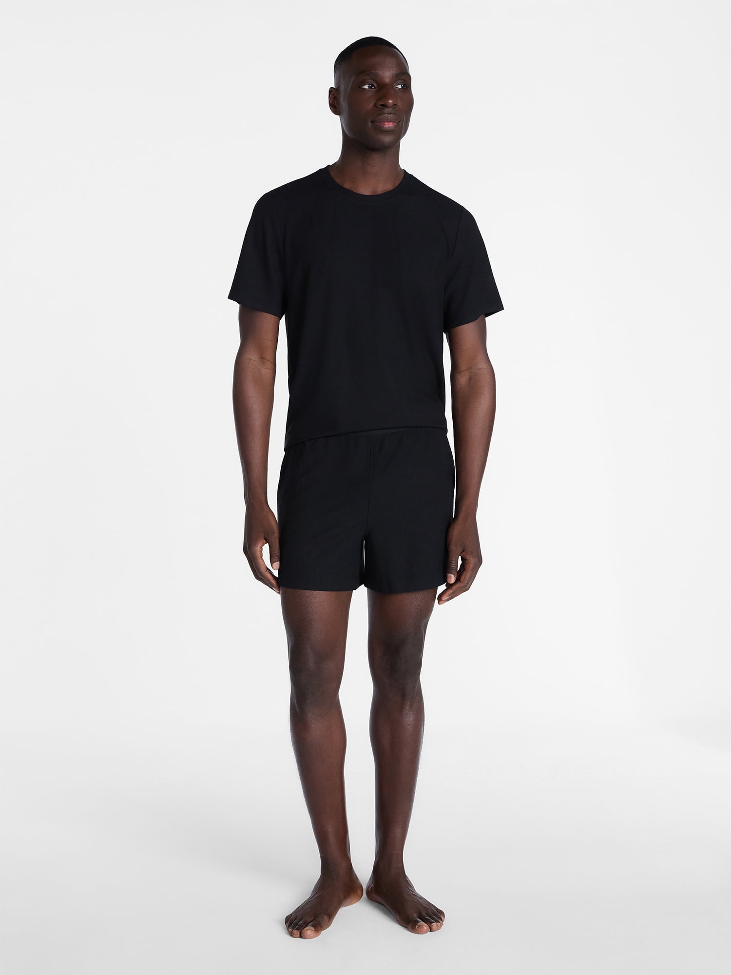 George Men's Waffle Knit Sleep Shorts, Comfortable Lounge Wear (Black, XS-3XL) 8k3ds