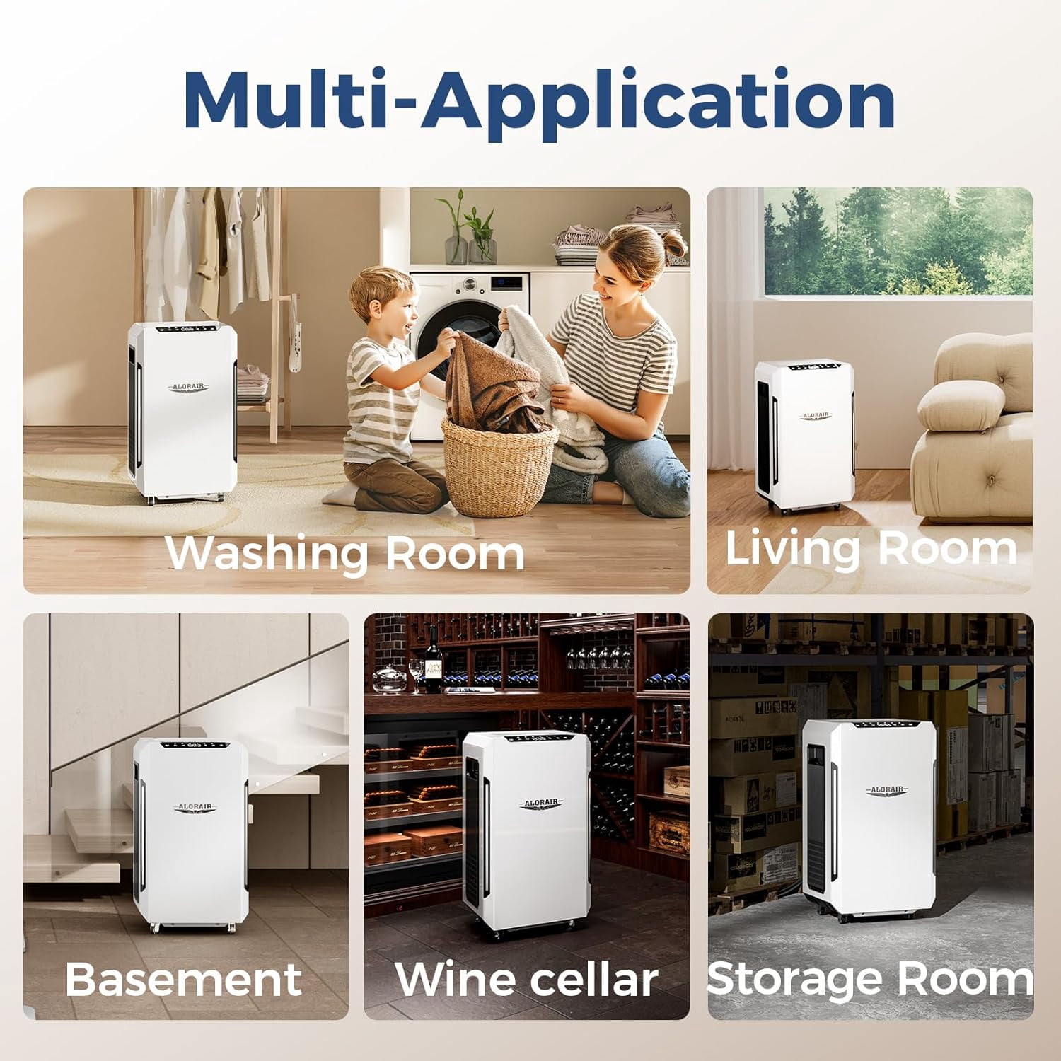 AlorAir 70 PPD Commercial Dehumidifier with Built-in Pump, SLGR Tech for Basements and Large Spaces (White, 1000 Sq. Ft.) i9req