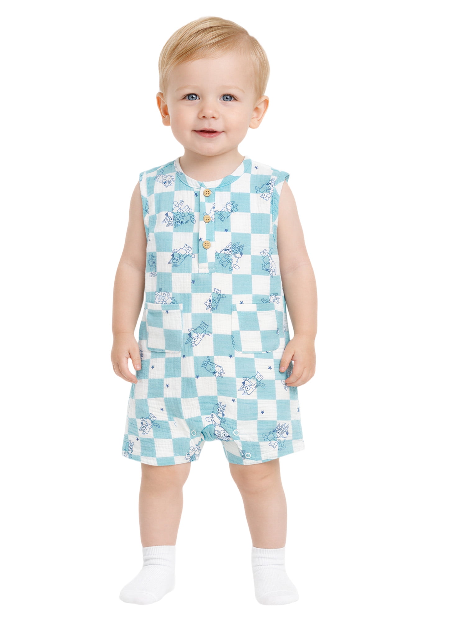 Bluey Baby Boy 2 Pack Rompers (Blue, 0-24 Months) aon5h