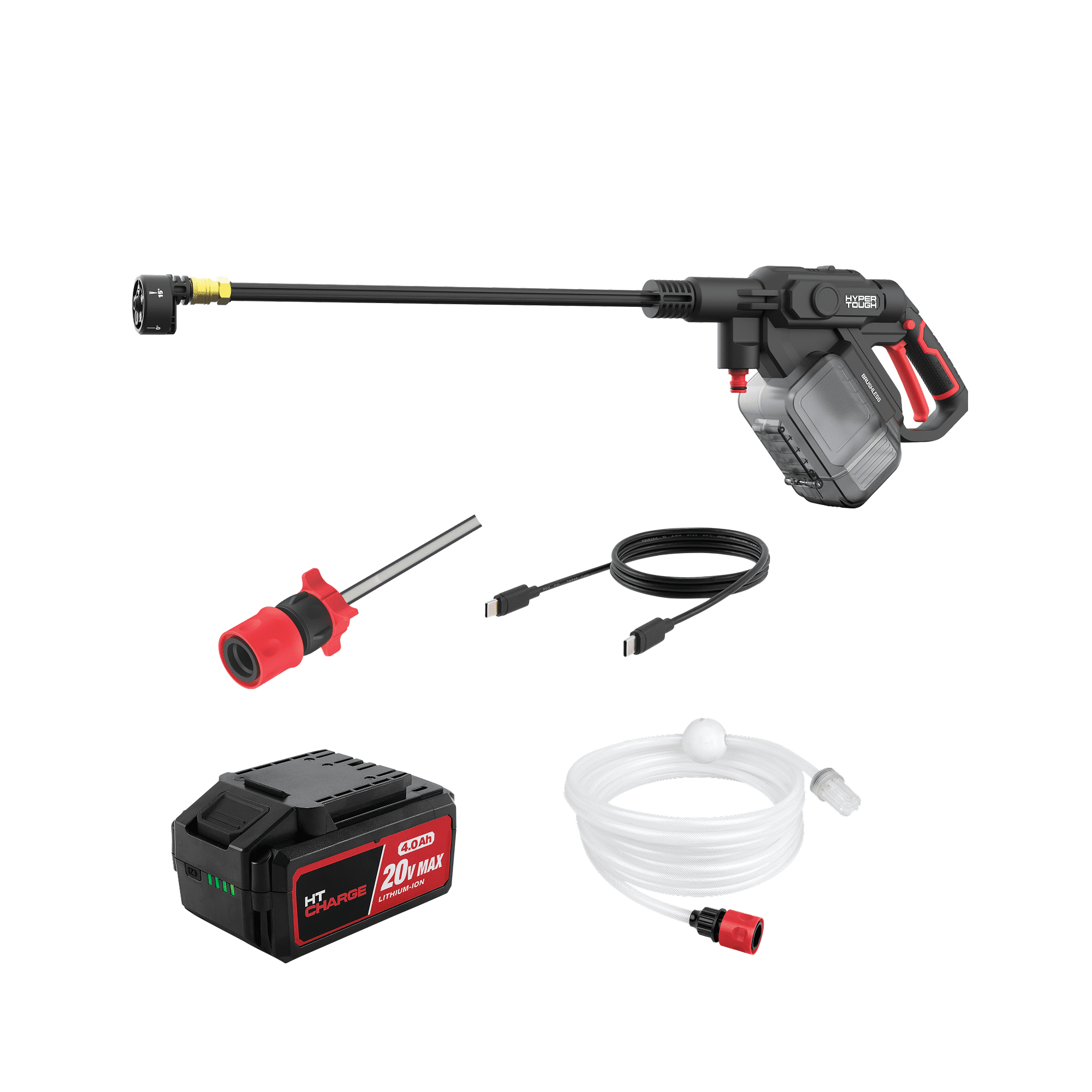 Hyper Tough 20V Brushless Cordless Portable Pressure Cleaner (710 PSI, 4.0Ah Battery Included) nyyb1