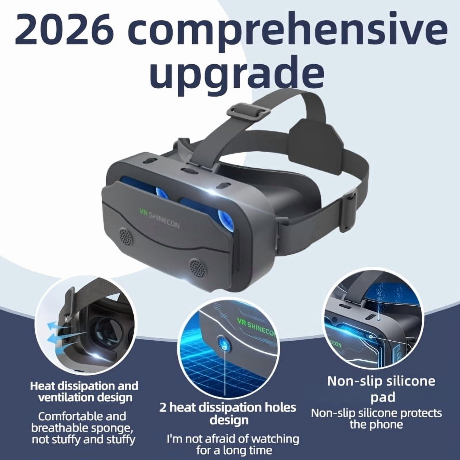 FANRUINA VRPro 2026 Virtual Reality Headset, 4K HD Immersive Gaming & Cinema Experience (Black, 4.5–7 in) 895n1