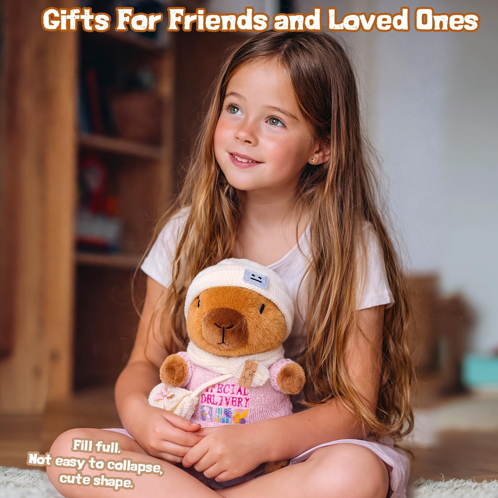 YSZZYSM Capybara Plush Toy with 9 Changeable Outfits and Accessories (Pink, 10.2 in) rcdmg