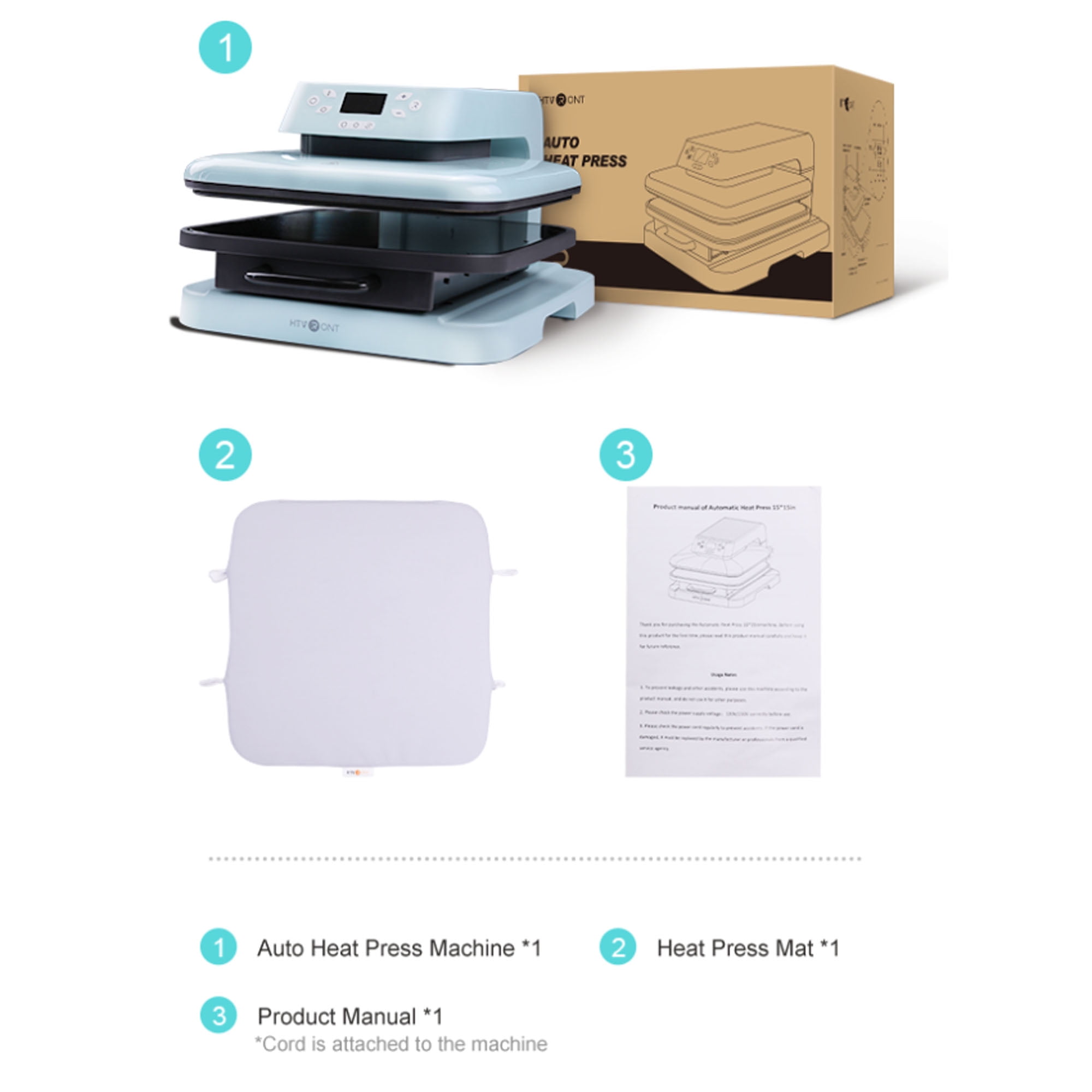 HTVRONT Automatic Heat Press Machine (15 in x 15 in, White) ym1kr