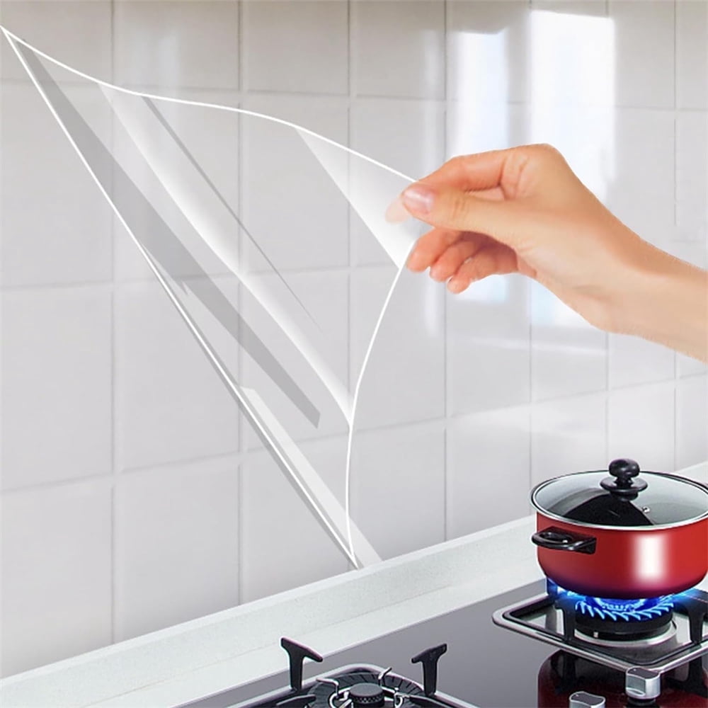 NOGIS Clear Wall Protector Self-Adhesive Backsplash Film for Kitchen and Furniture (Clear, 23.6 in x 78.7 in) bv6b5