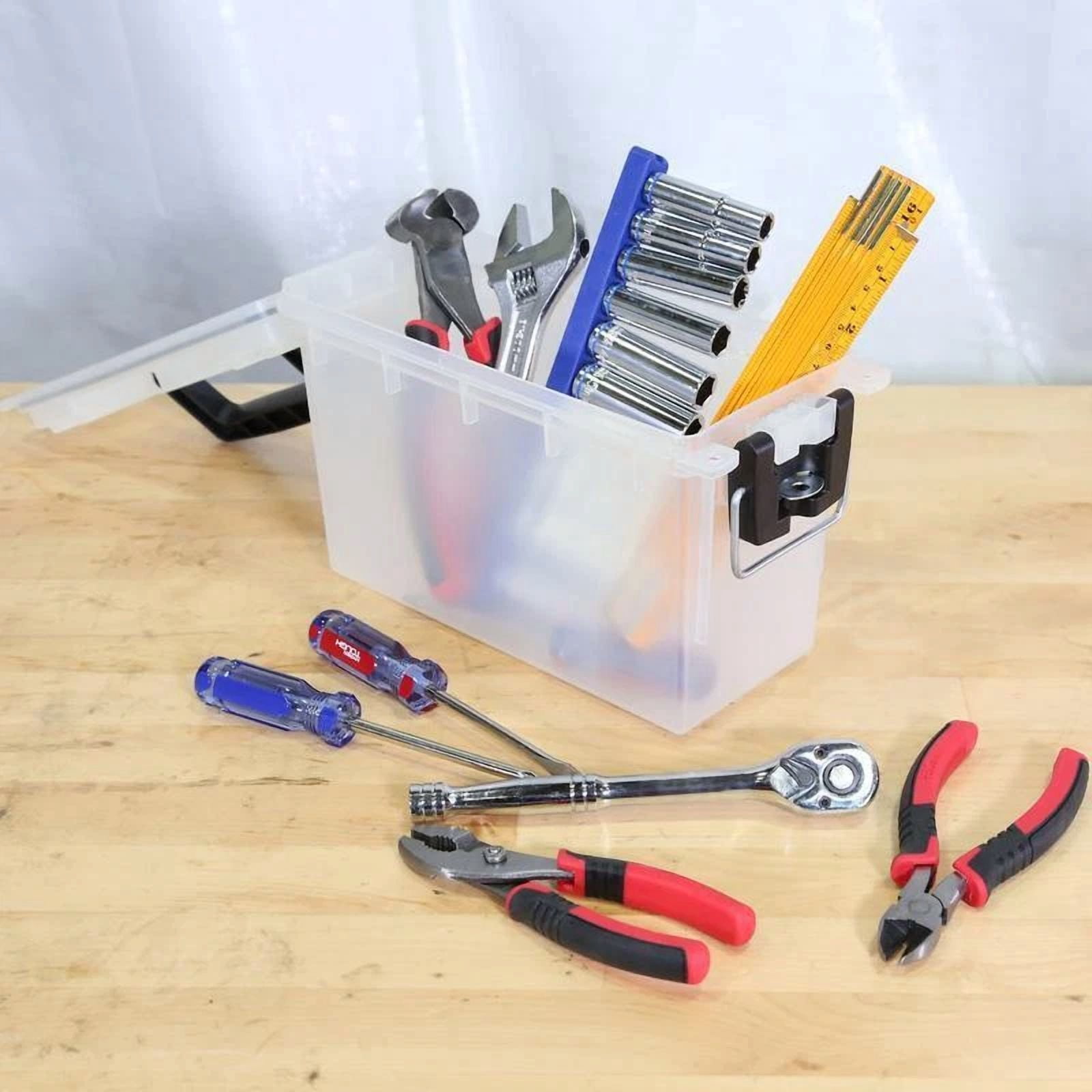 VAULT Durable Locking Stacking Utility Box Water Resistant Tool Storage (16 in x 12 in x 8 in) 61bob