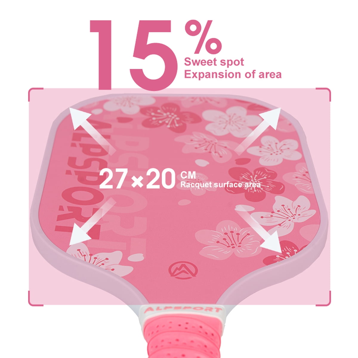 SALYWEE Sakura Pickleball Paddle, Carbon Fiber Surface with Honeycomb Polymer Core, Professional Spin and Control (Pink, 15.75 in x 7.87 in) u67my