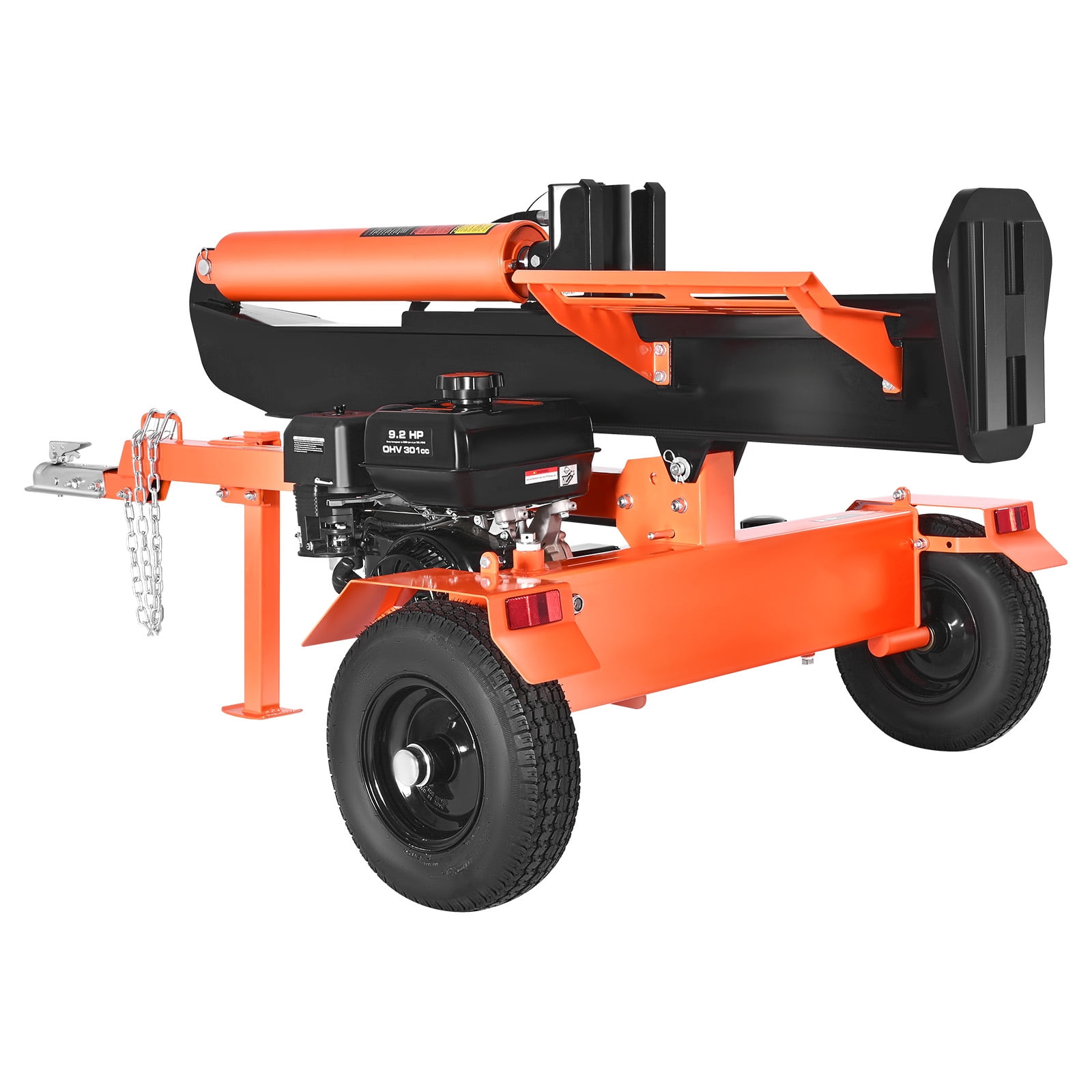 KFFKFF 30-Ton Gas Log Splitter, 306CC Engine, Hydraulic Wood Splitting Machine with 2-in Ball Coupler (Orange, 24-in Log Capacity) mlmga