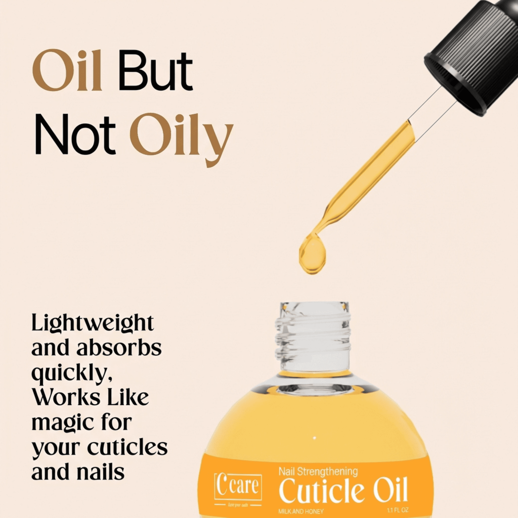 C CARE Cuticle Oil for Nails, Milk & Honey Scent, Vitamin-Infused Hydrating & Strengthening Treatment (1.1 fl oz) fr7ja