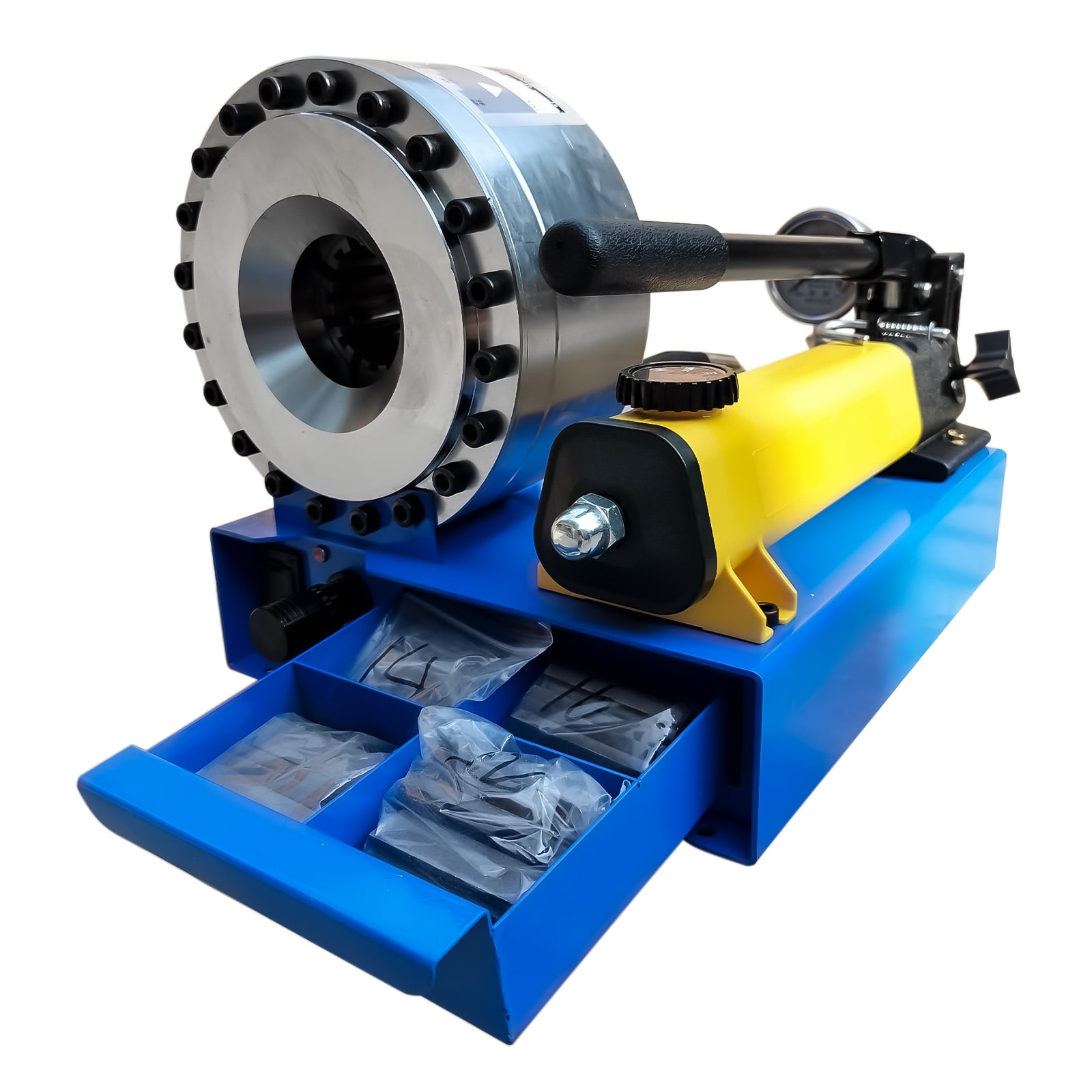 GELUOXI Portable Hydraulic Hose Crimper Machine (Blue, 8 Die Sets) to64g