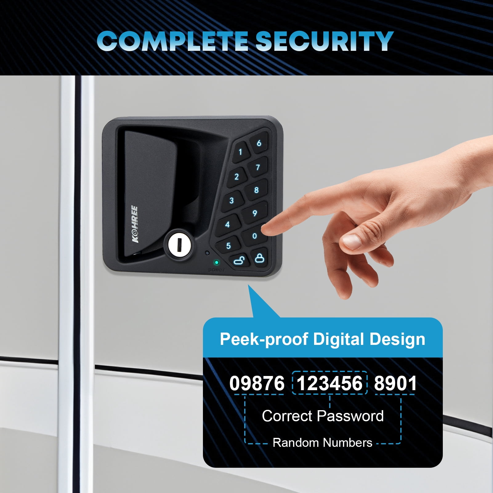 Kohree RV Door Lock Keyless Entry System with Remote and Keypad (Black, 3.75 in x 2.75 in x 1.5 in) f23bj