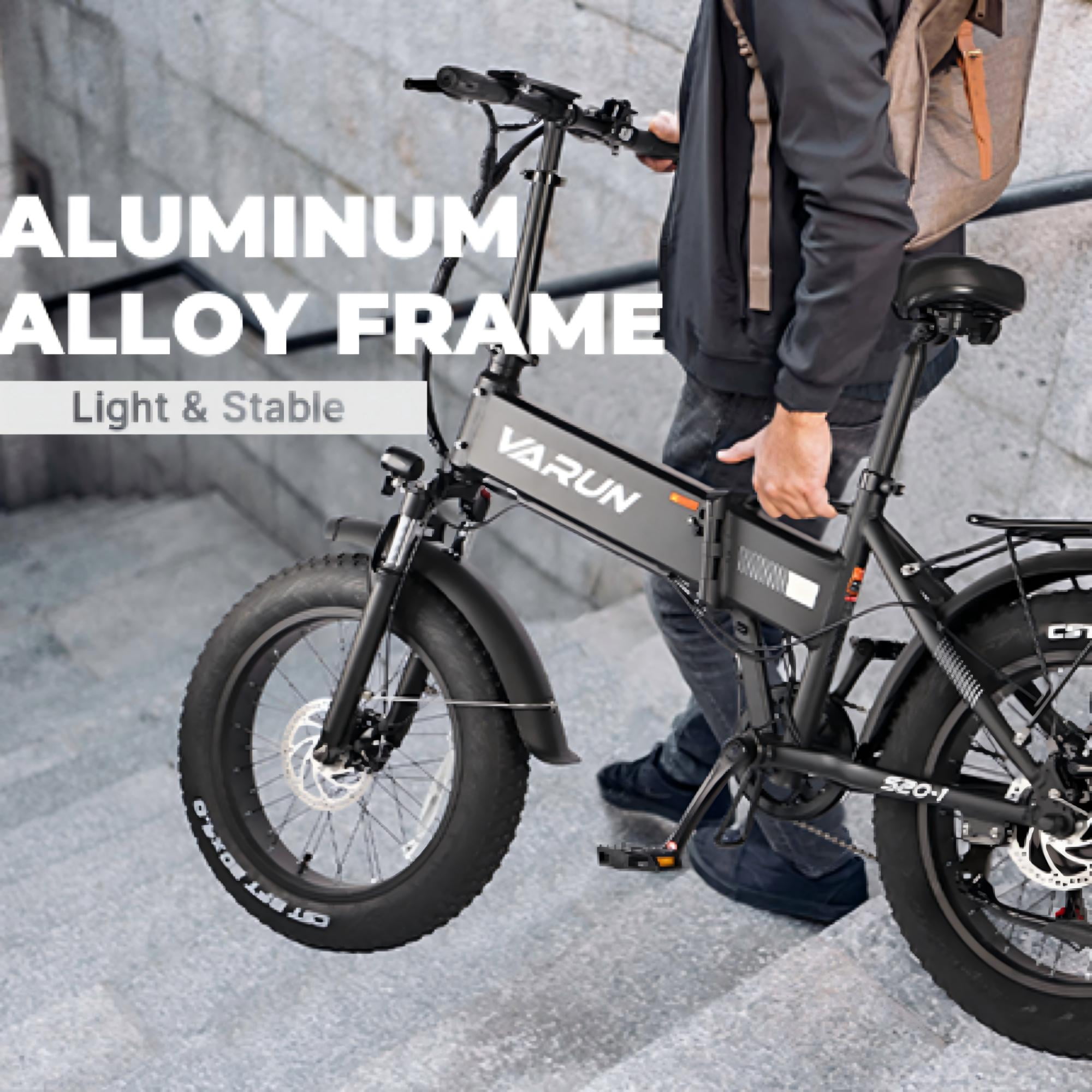 VARUN 20 in Folding Electric Bike for Adults, Fat Tire E-Bike with 750W Motor and 62 Mile Range (Black, 20 in) rg2fg