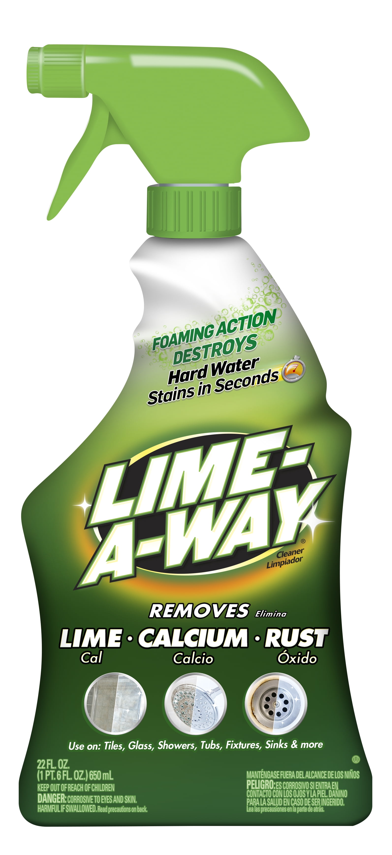 Lime-A-Way Hard Water Stain Remover Spray, Bathroom and Kitchen Cleaner for Lime, Calcium, and Rust (6 Pack, 22 fl oz) 7gwgk