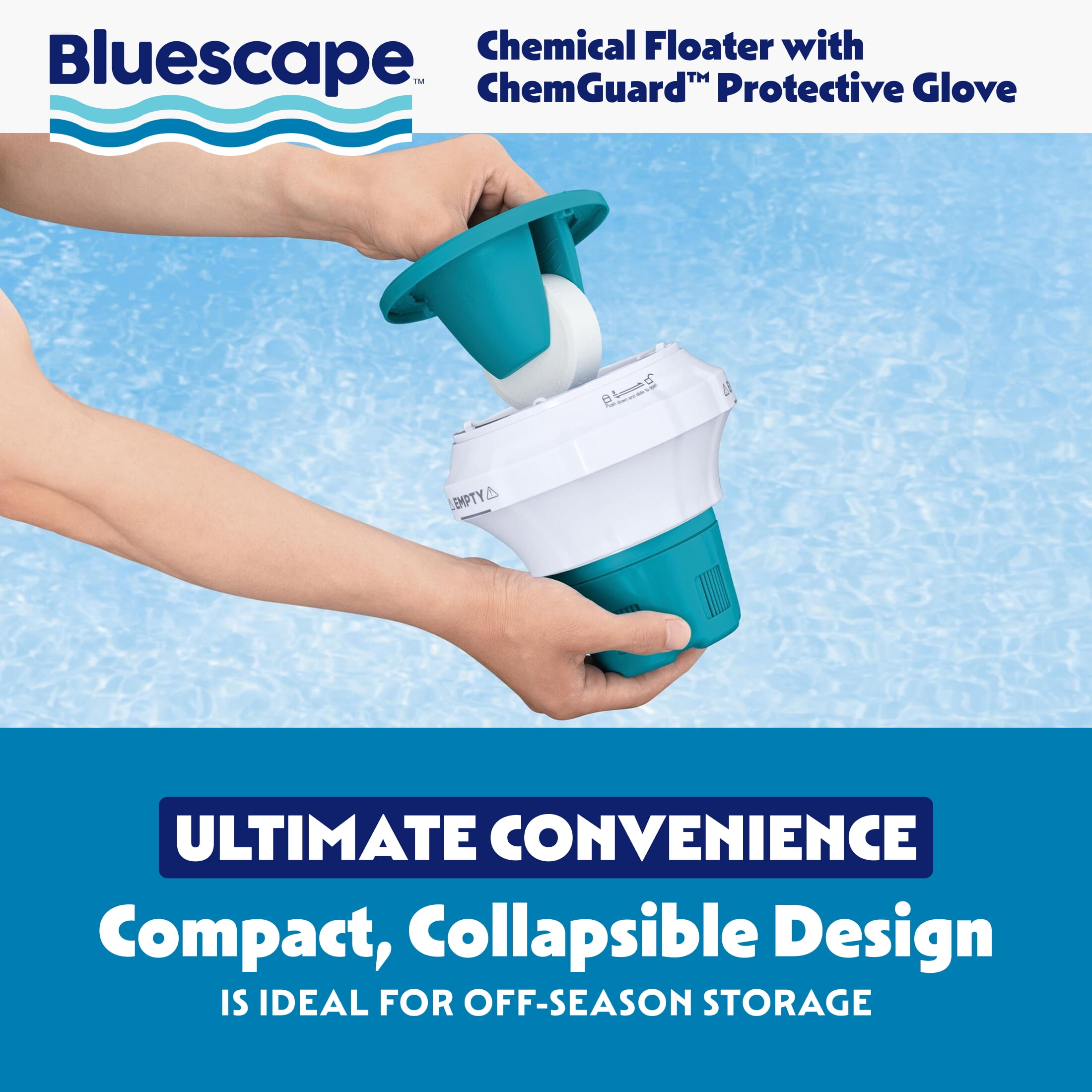 Bluescape Pool Chemical Dispenser with ChemGuard Protective Glove (1 Pack) kc5zf
