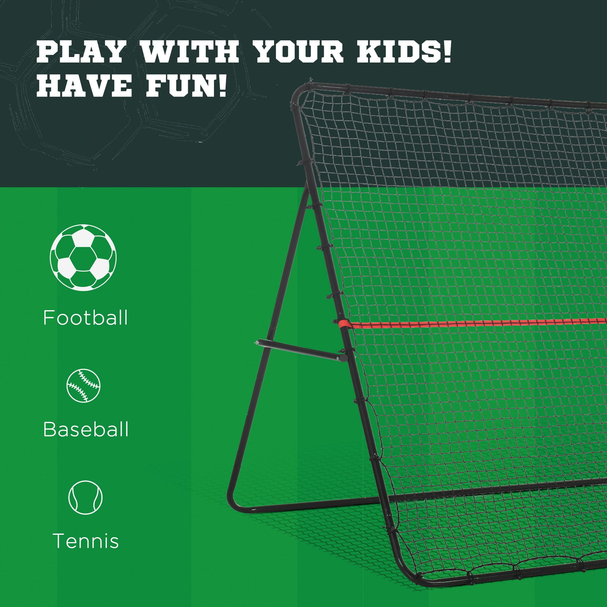 Soozier Adjustable Rebounder Net, Foldable Soccer Baseball Tennis Practice Goal (Black, 110.25 in x 70.75 in x 72.75 in) 1ubhe