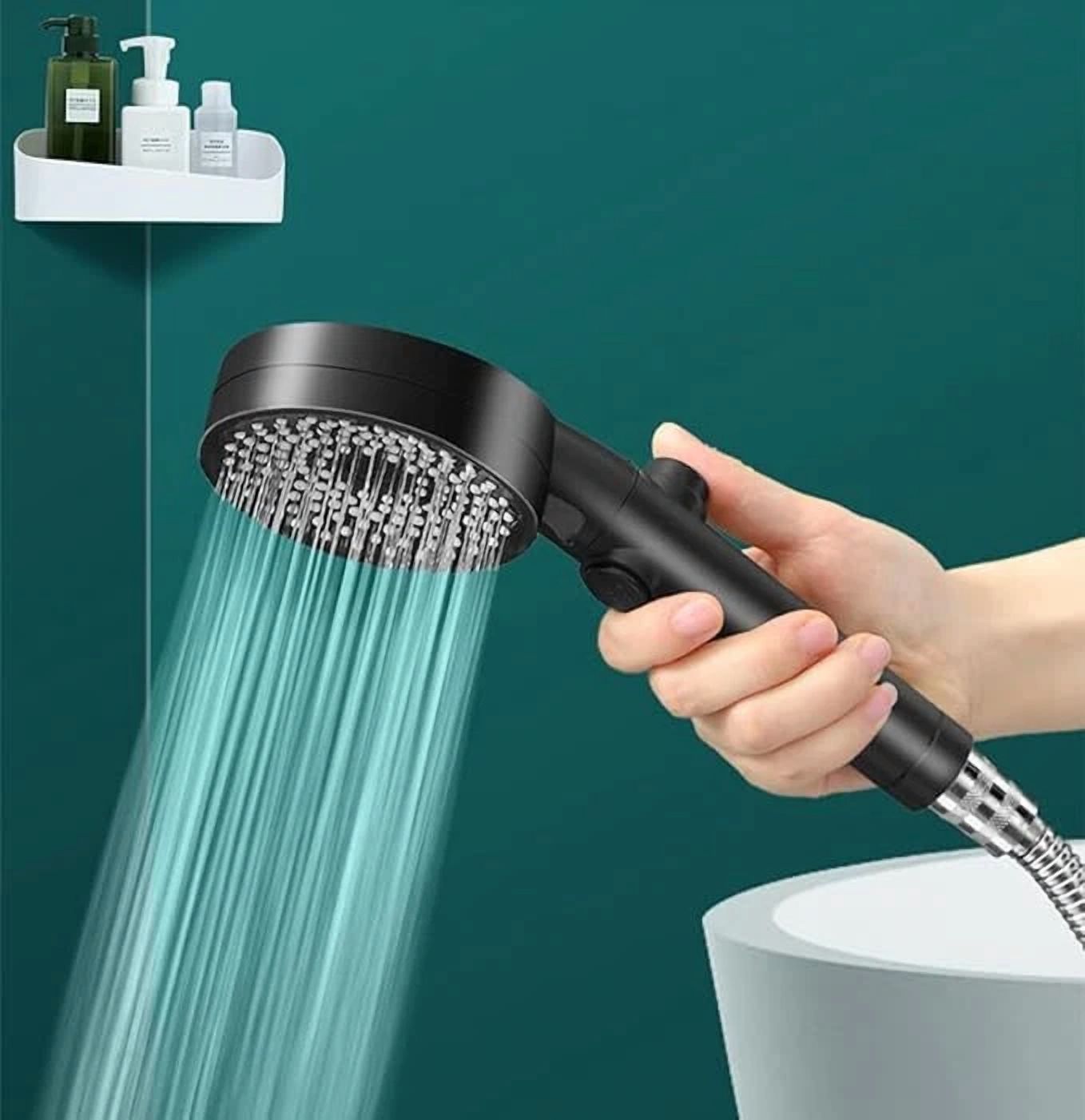 FLINT High-Pressure Shower Head, Multi-Functional Handheld Sprayer with 5 Spray Modes (Chrome, 4 in) 1n2to