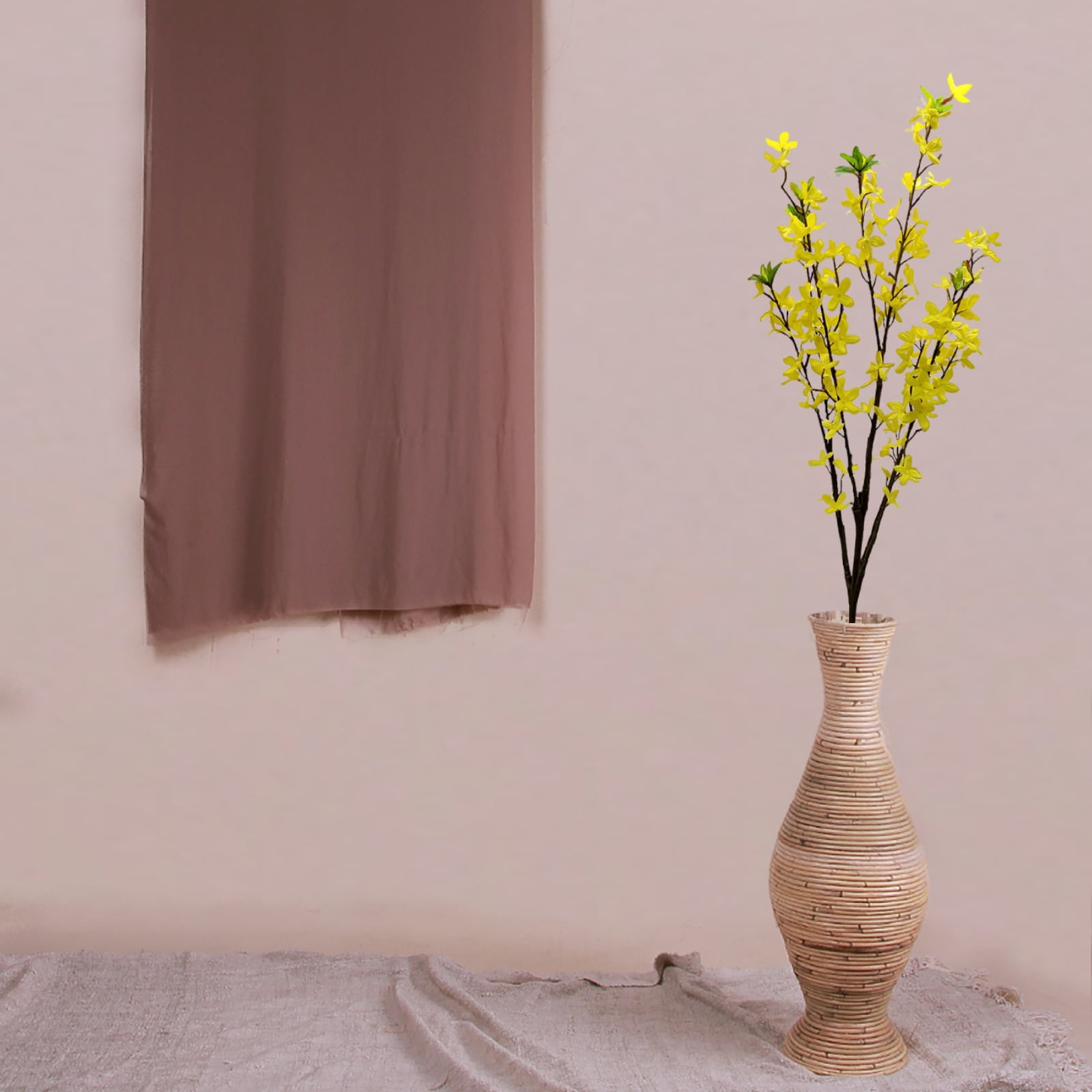 Mainstays Artificial Forsythia Stem, Realistic Faux Floral Decor for Home Arrangement (Yellow, 50 in) anx93