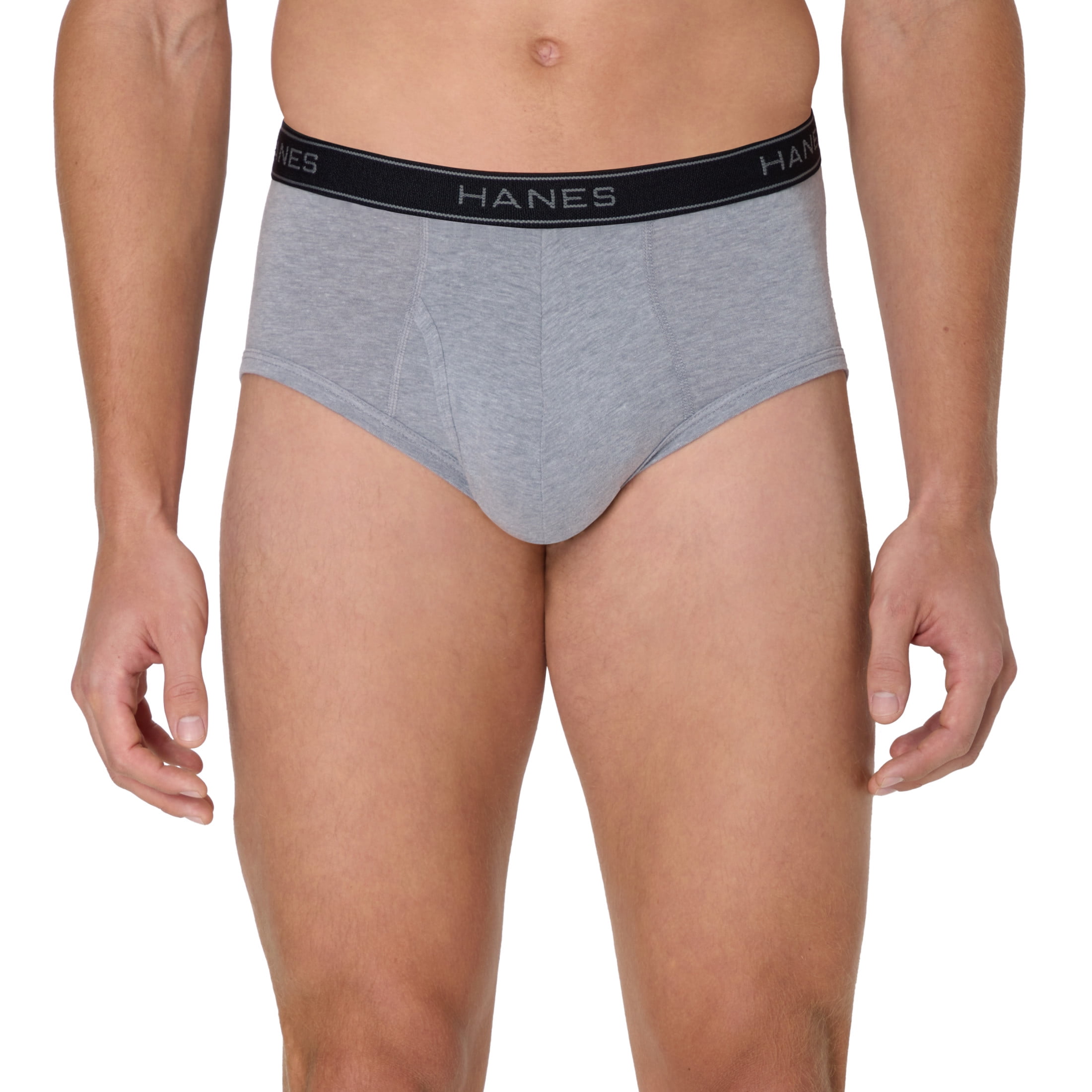 Hanes Men's Cotton Stretch Briefs Moisture-Wicking Underwear (Grey, 6-Pack) t36vn