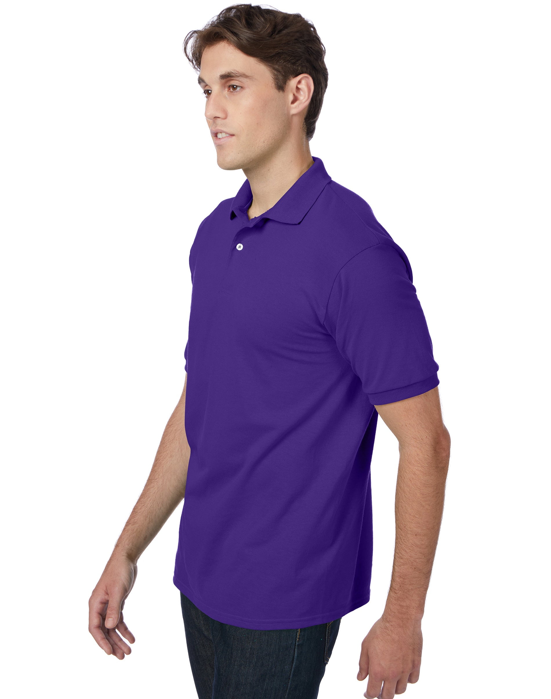 Hanes EcoSmart Men's Polo Shirt (Classic Fit, Purple, M) l0sx6
