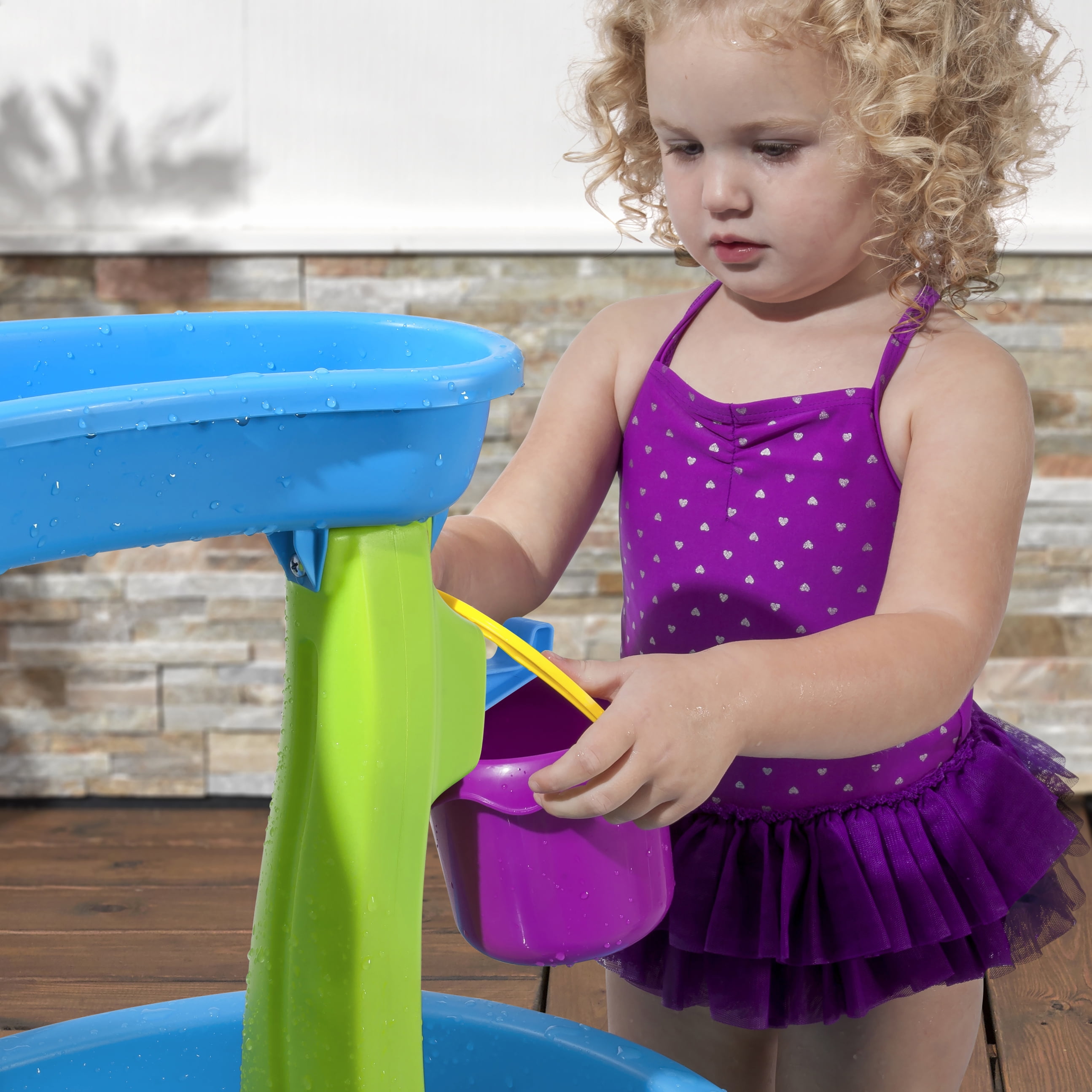 Step2 Rain Showers Splash Pond Water Table with Waterfall Tray (Blue, 5 gal) 4qb6e