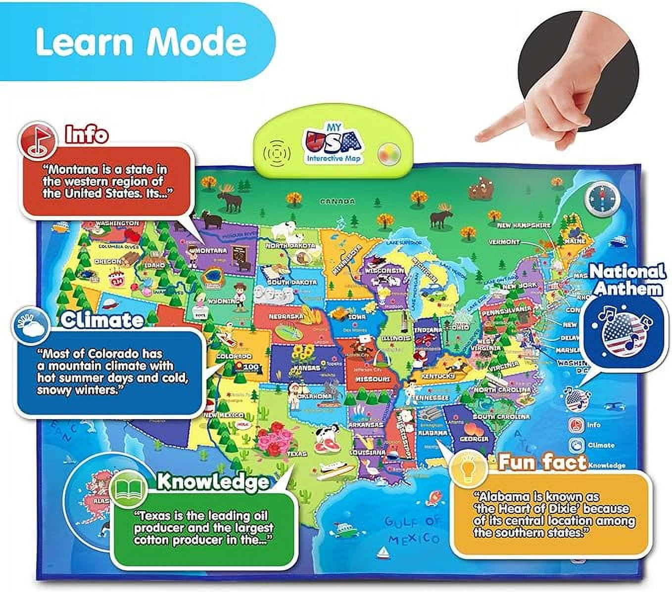 BEST LEARNING Interactive USA Map Electronic Talking Poster (Blue, 31 in x 21 in) 9xff1