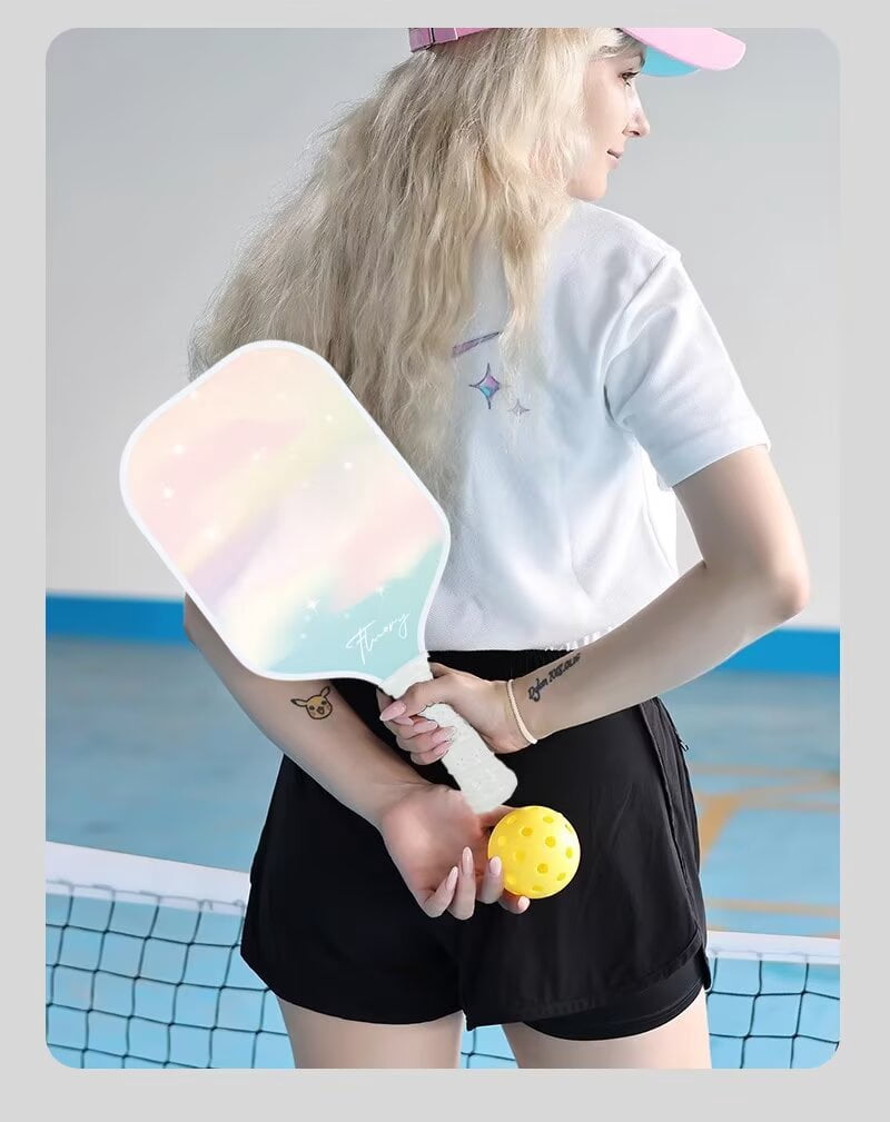 Fluory Glass Fiber Pickleball Paddle Set (2 Rackets, 4 Balls, 1 Carrying Bag, Lightweight) 4699d