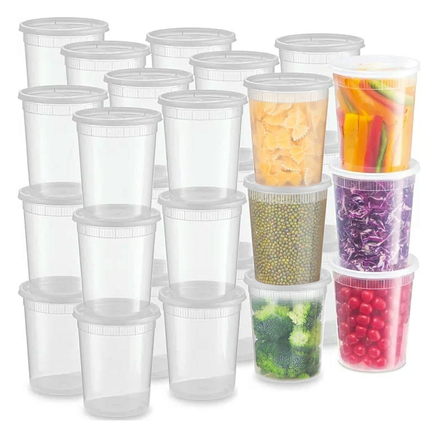 TINANA Food Storage Containers with Lids, Leakproof Meal Prep Set for Kitchen Organization (Clear, 24 Pack, 32 oz) rupa4