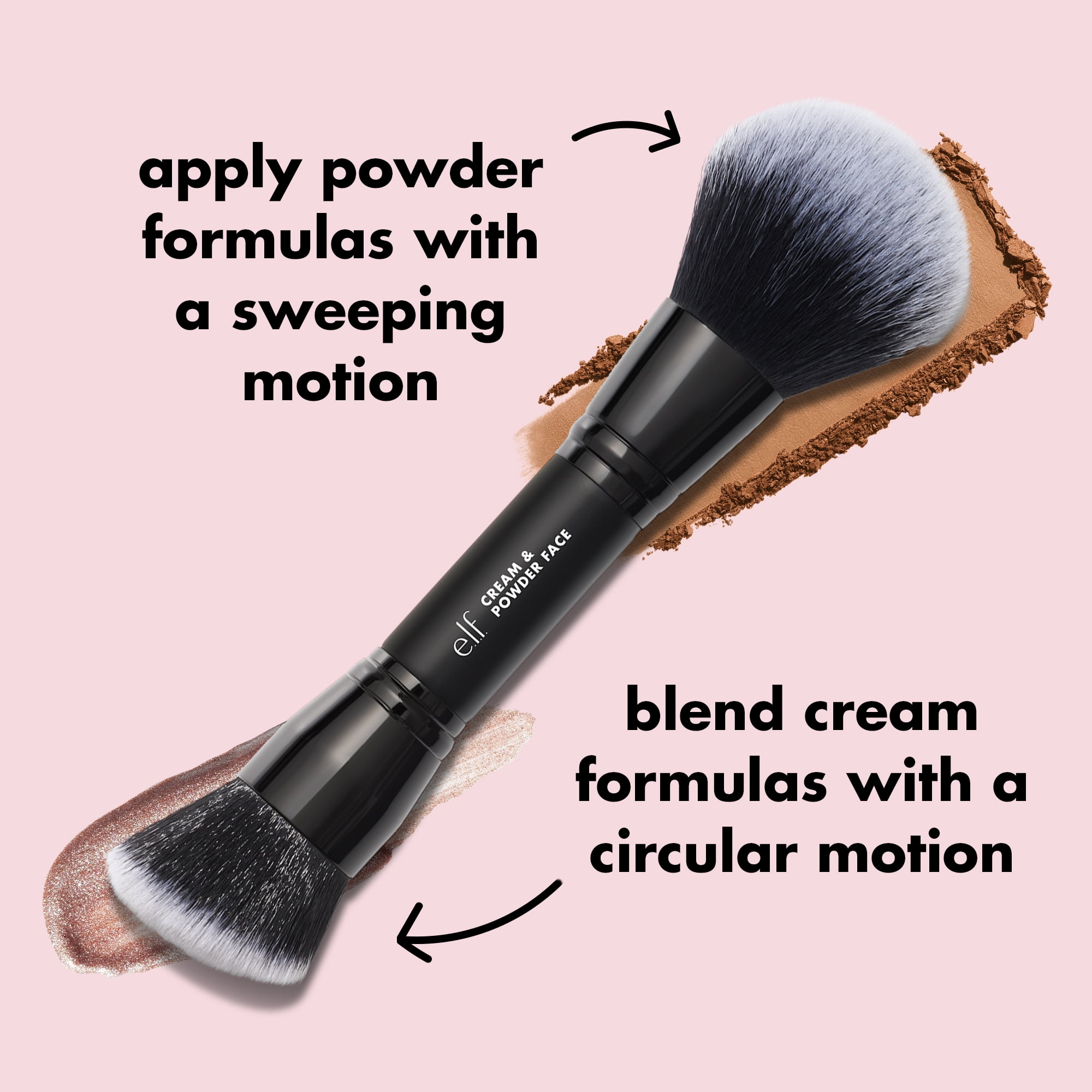 e.l.f. Cosmetics Cream & Powder Face Brush (Dual-Ended Synthetic Makeup Applicator) tvjvz