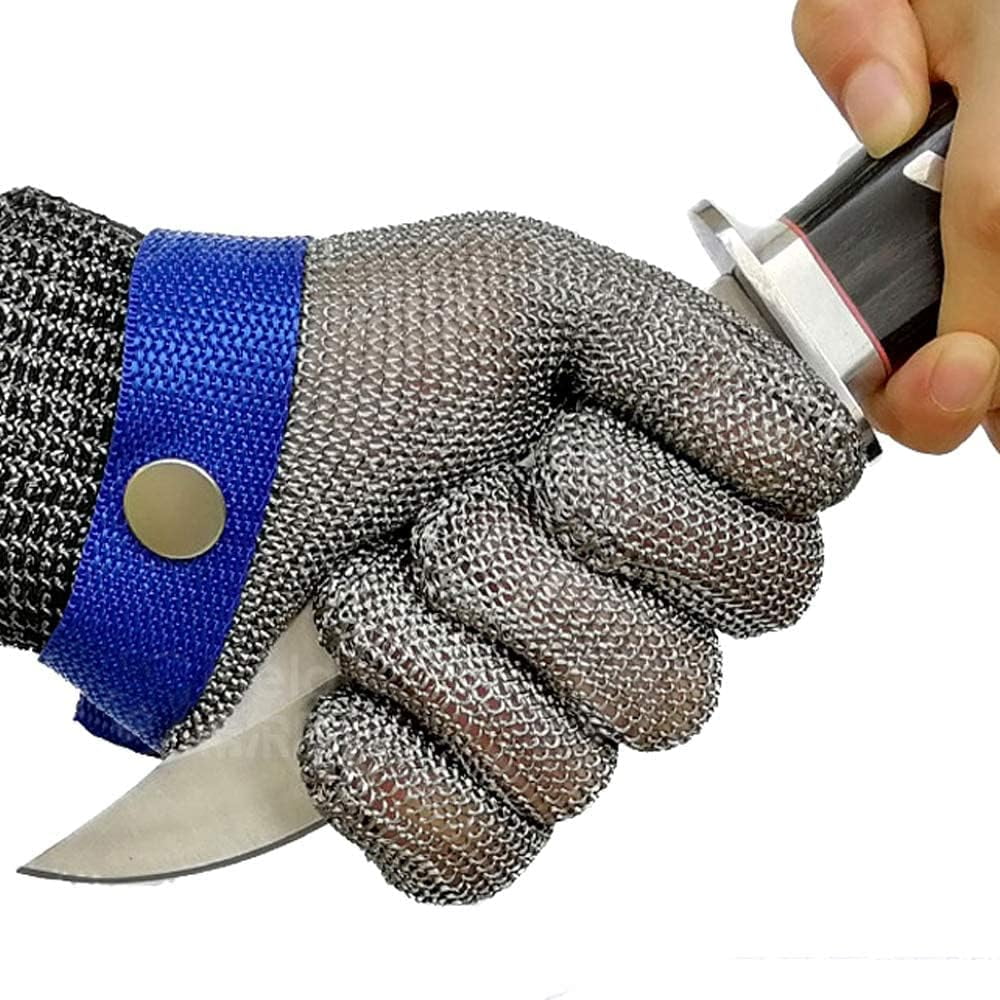 LSVGOE ANSI A9 Cut Resistant Stainless Steel Mesh Glove (Silver, Large) iq84w