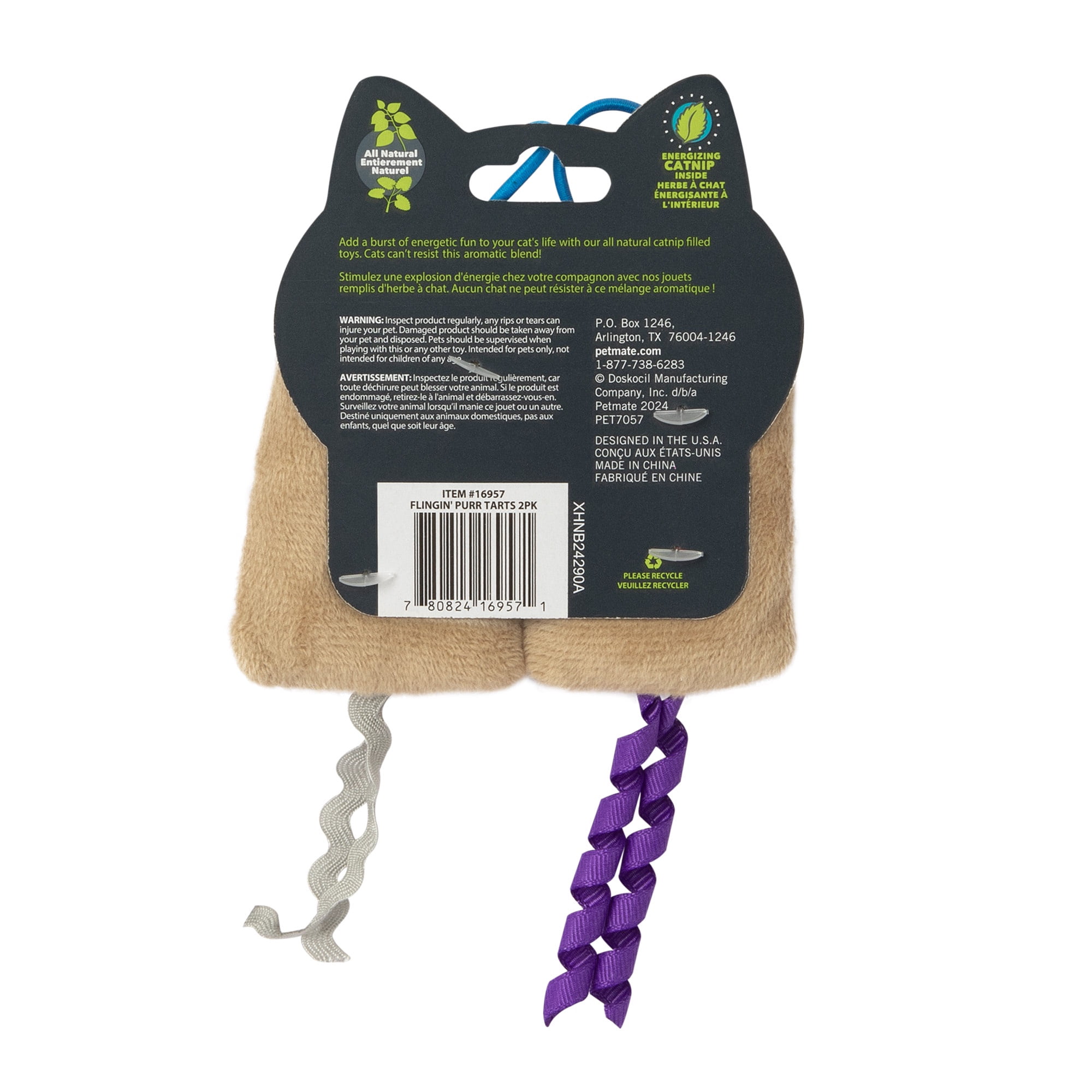 Petmate Quirky Kitty Flingin Purr Tarts Interactive Plush Cat Toy with Natural Catnip (Multicolor, 2 Pack) vfnkj