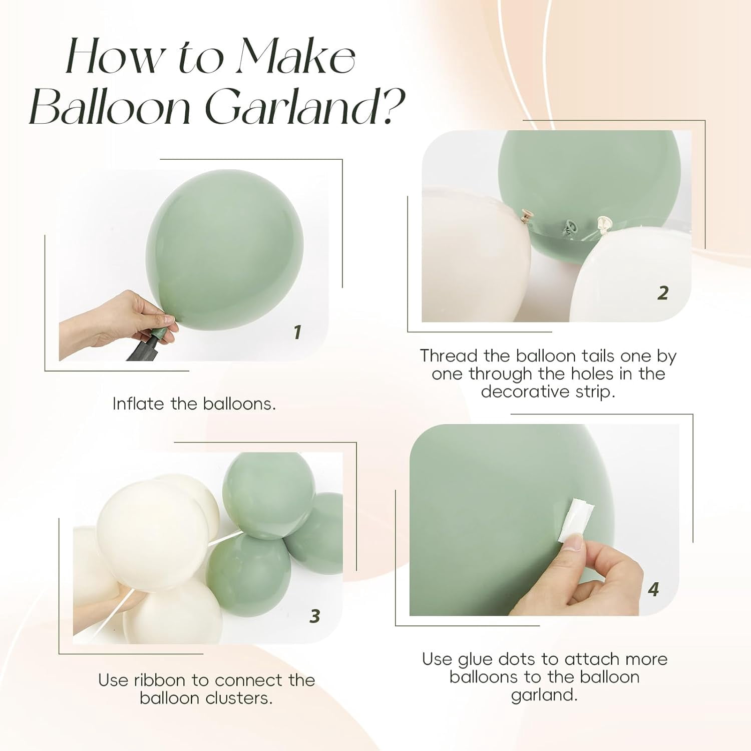 Generic Neutral Balloon Arch Kit for Party Decorations (Sage Green, Sand, White, 100 Count) 7kvkr