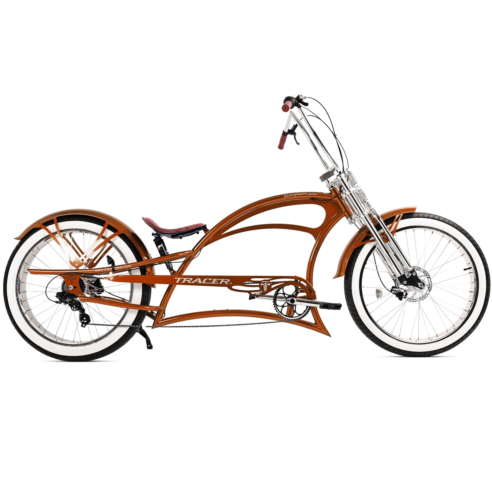 Tracer Bikes Scorpion GTS 26 in Stretch Beach Cruiser Bike (7-Speed, Suspension Fork, Disc Brake, Black) ewj6b