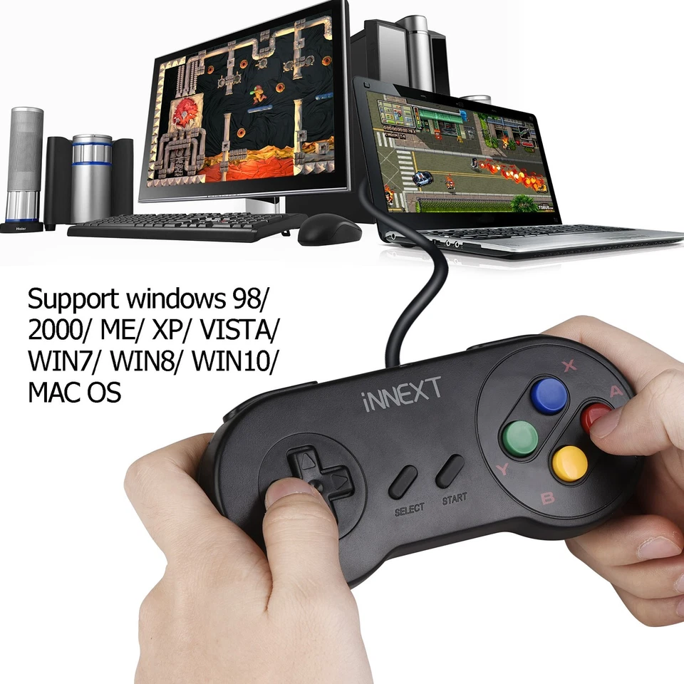 Rhea Wired USB Game Controller for Super Nintendo PC and Mac (Classic Retro Style, 1 Pack) f3gh4