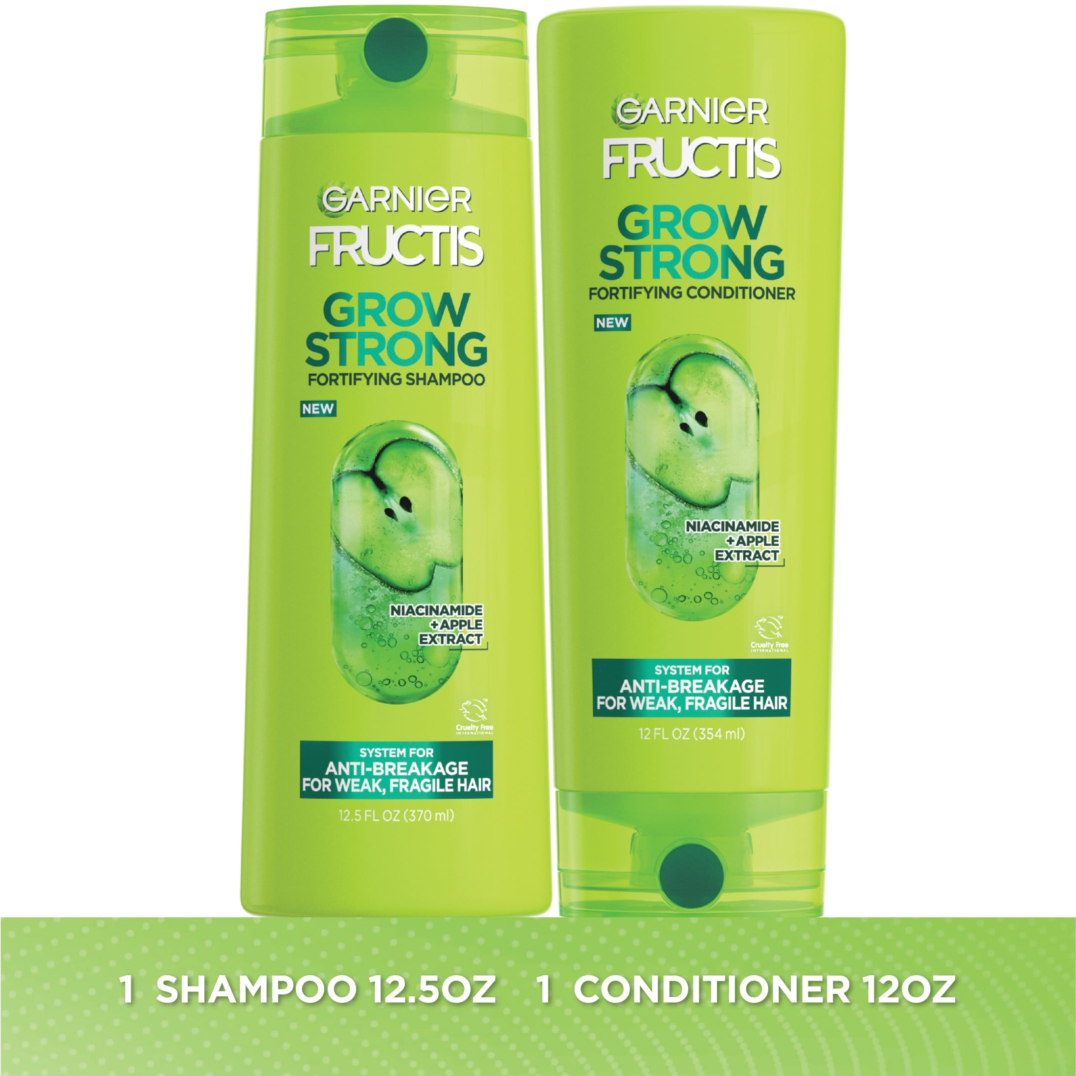 Garnier Fructis Grow Strong Shampoo and Conditioner Set for Hair Strengthening and Shine (1 Kit) 3mcn3