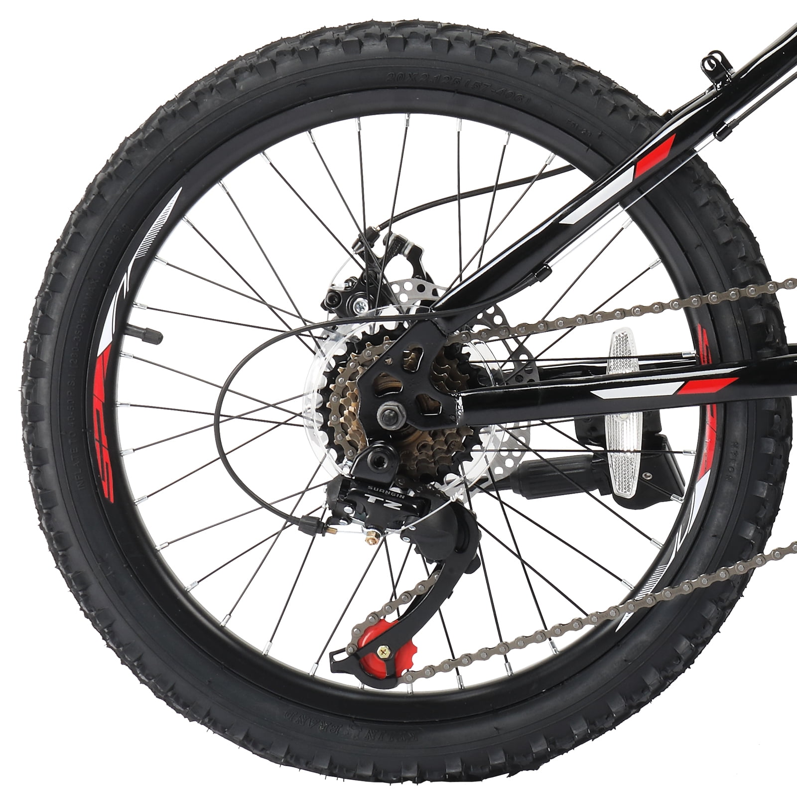 UBesGoo 7-Speed Mountain Bike, All-Terrain Bicycle with Dual Disc Brakes and Suspension (Black Red, 20 in) n0rhc