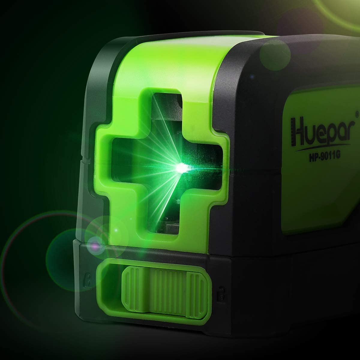 Huepar Cross Line Laser Level Green Beam Self-Leveling Tool with 360° Magnetic Pivoting Base (Green, 85 ft) knfpp