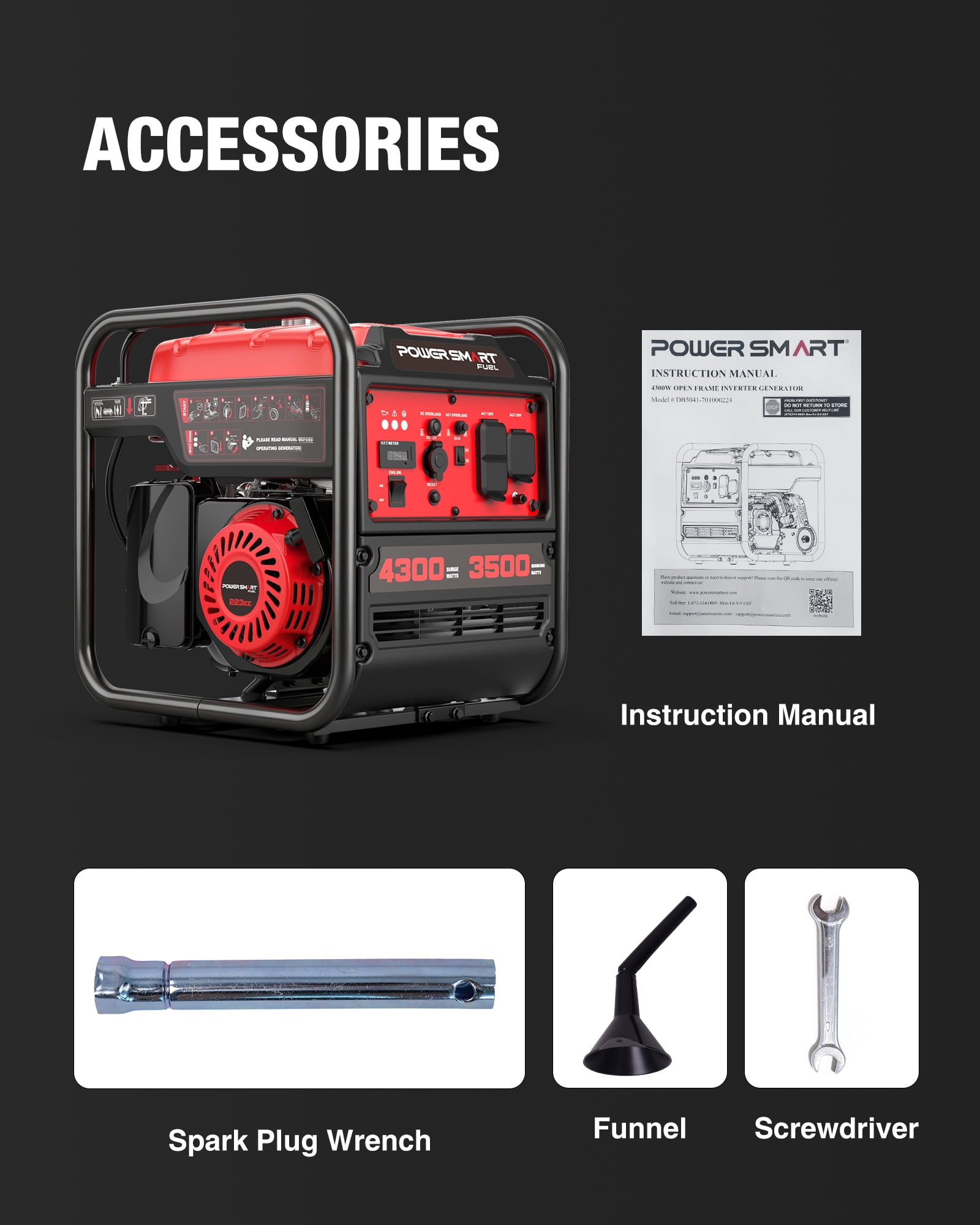 PowerSmart 4300-Watt Portable Inverter Generator (3500 Rated Watts, 223cc Engine, RV-Ready, 68 lbs) l31zd
