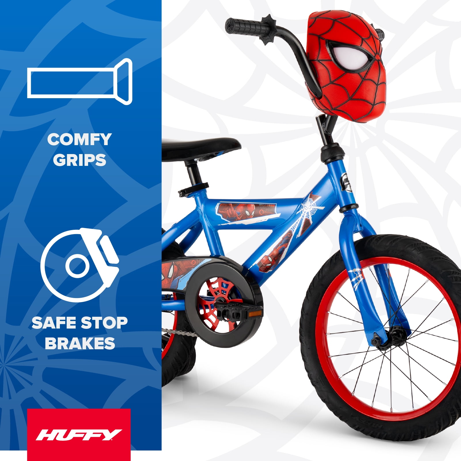 Huffy Marvel Spider-Man Kids Bike with Training Wheels (Blue, 16 in) zdzmc