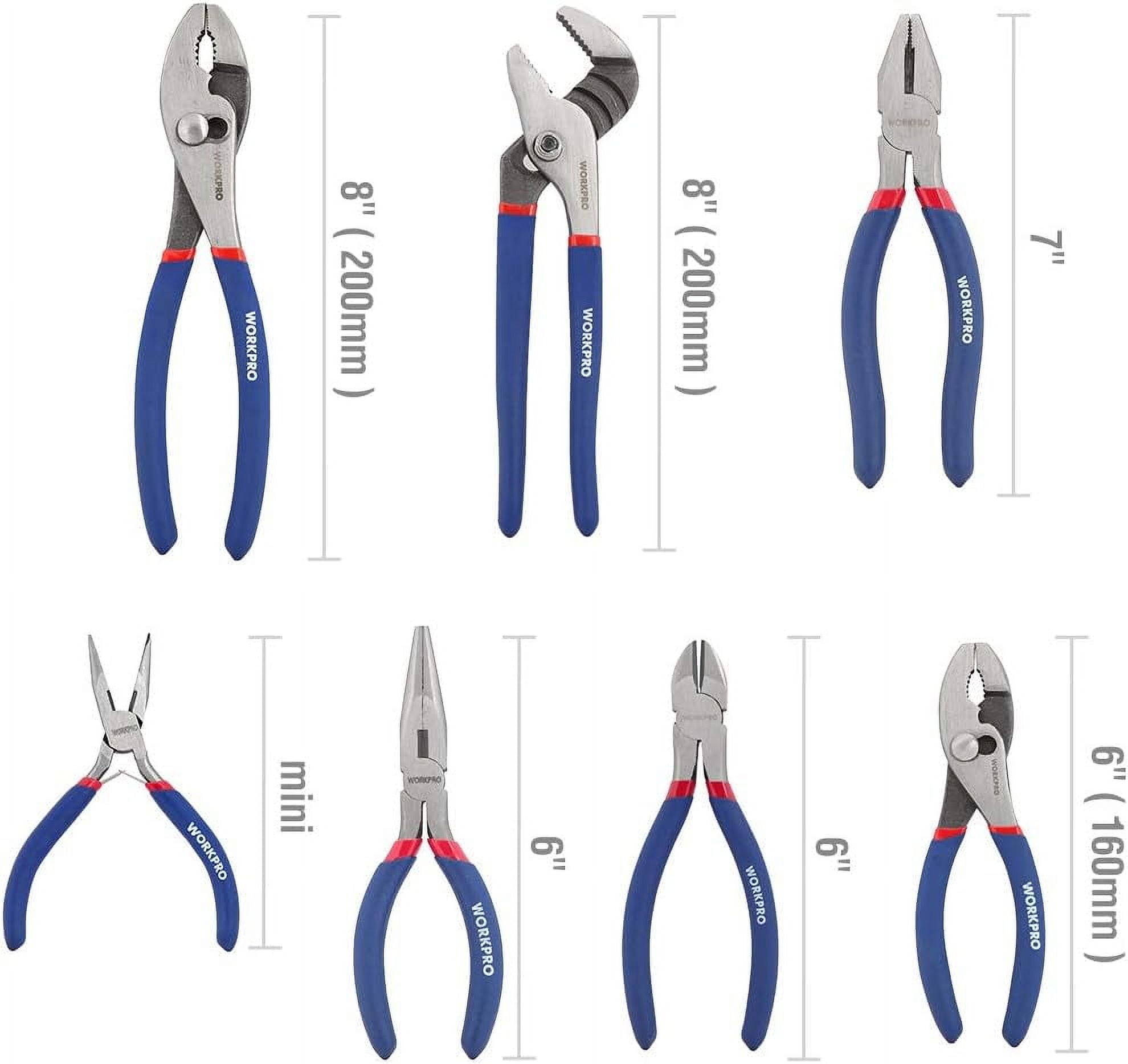 WORKPRO 7-Piece Pliers Set, Heavy-Duty Drop-Forged Steel Hand Tools for DIY and Home Maintenance (Blue, 7-Piece) ucimw