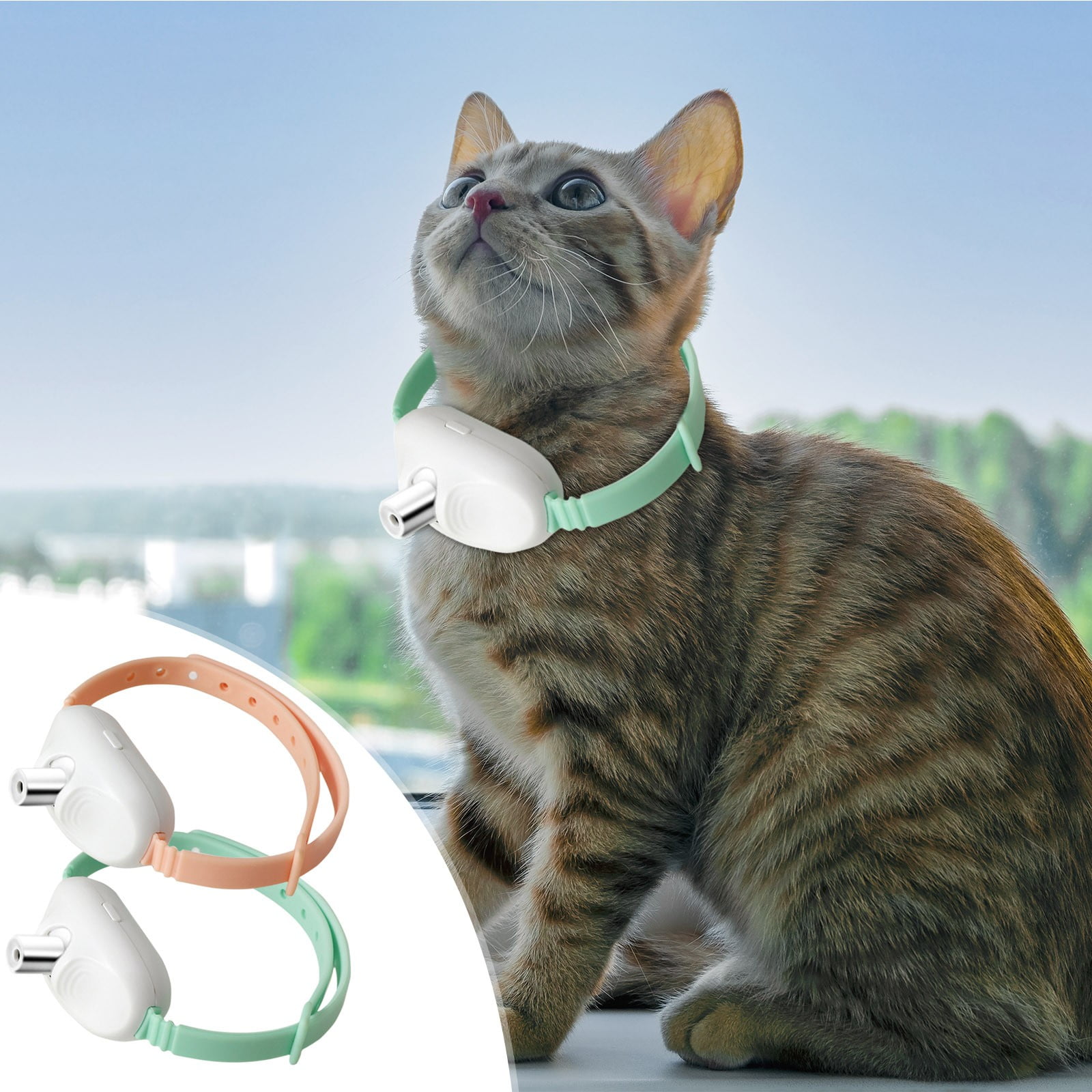 WLOELOEW Automatic Laser Pointer Cat Collar, Interactive Wearable Pet Toy, USB Rechargeable (Mint Green, 0.2 lb) fq4le