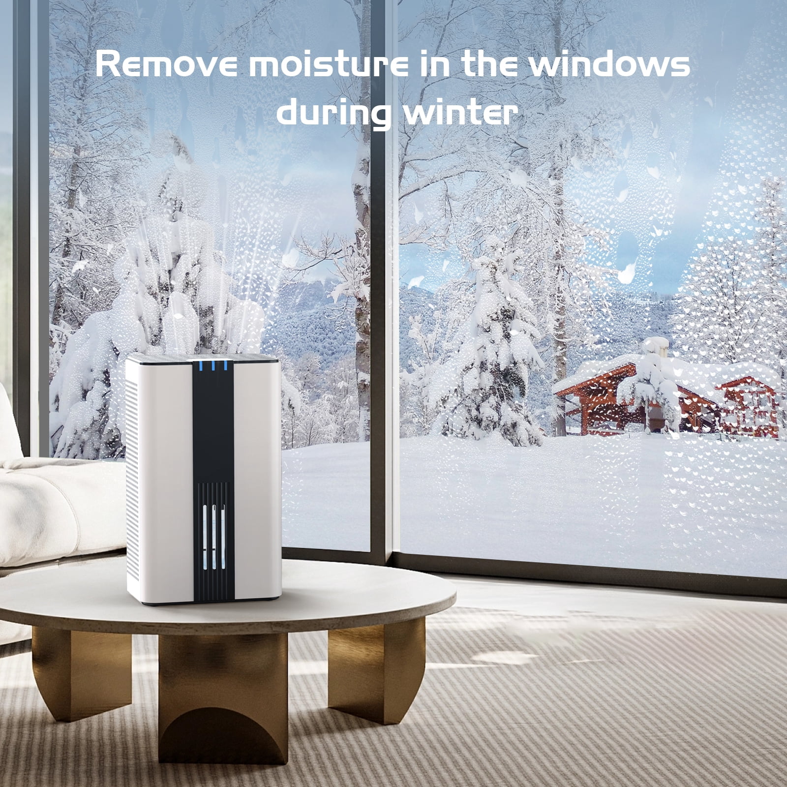 AIRFIRE Portable Dehumidifier for Home, Ultra Quiet Semiconductor Moisture Control with Auto Shut-Off (White, 86 fl oz) umrdz