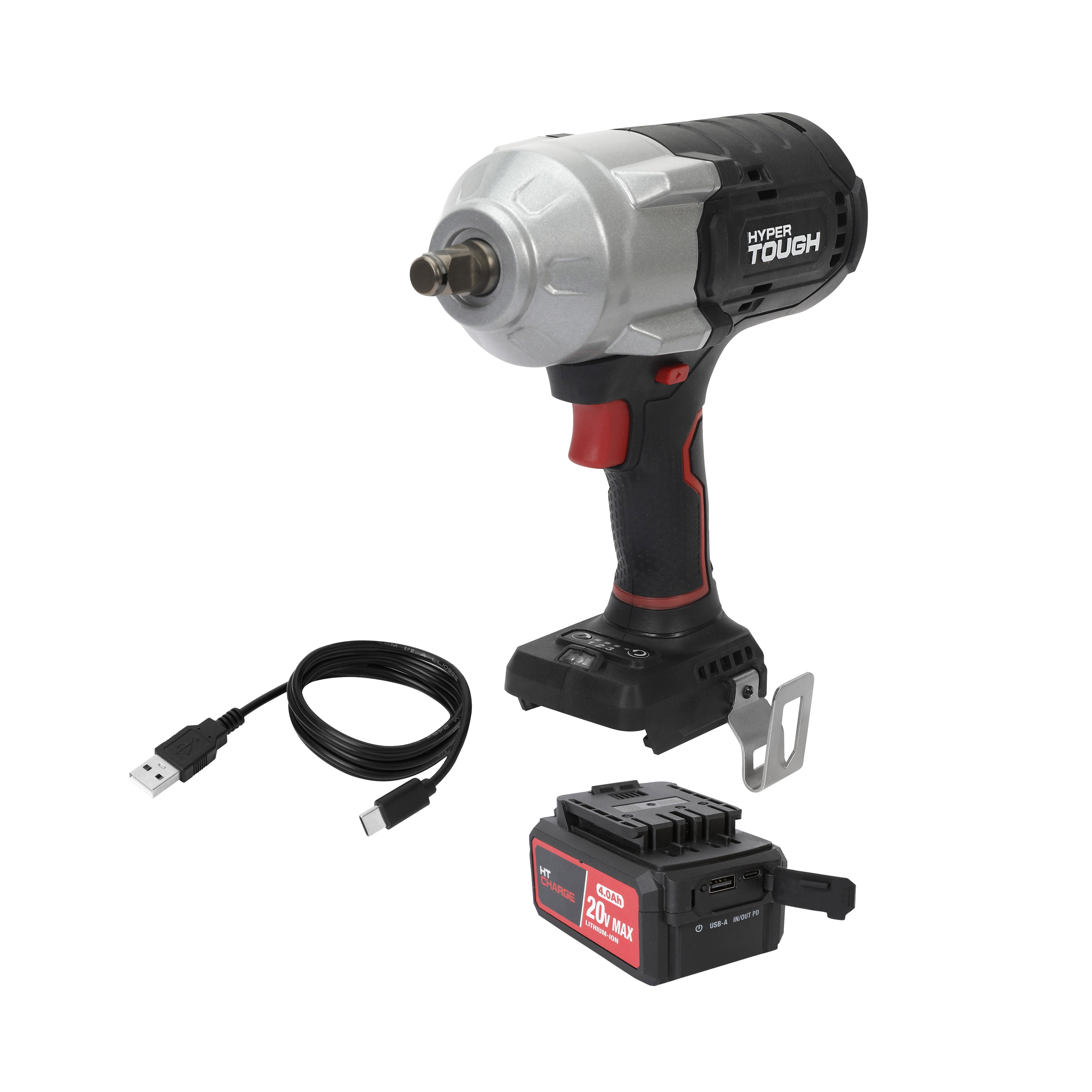 Hyper Tough 20V Brushless Cordless Impact Wrench (Black, 1/2-in Drive) 8qikx
