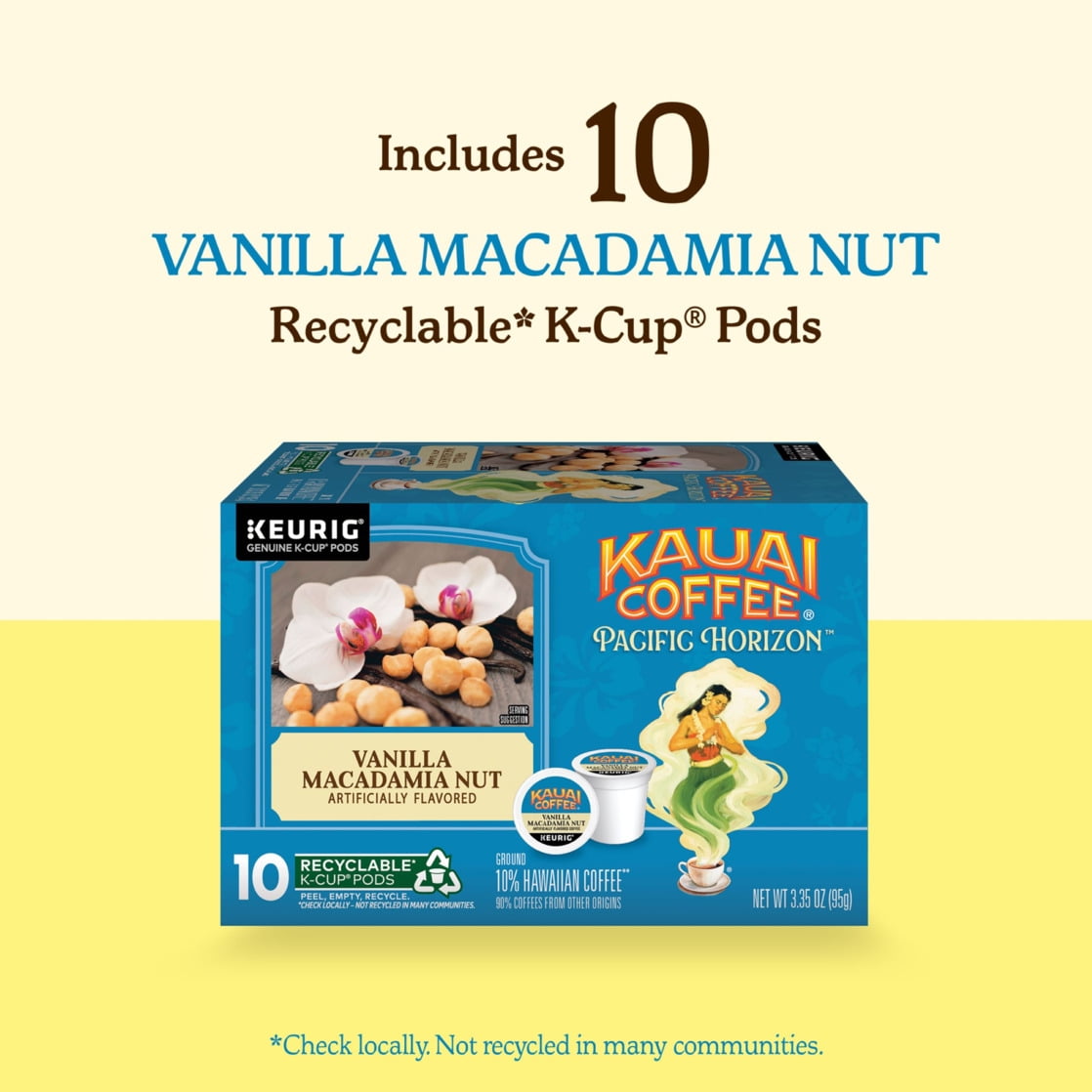 Kauai Coffee Vanilla Macadamia Nut Medium Roast Arabica Coffee, Keurig K-Cup Pods (10 Count) gp4ua