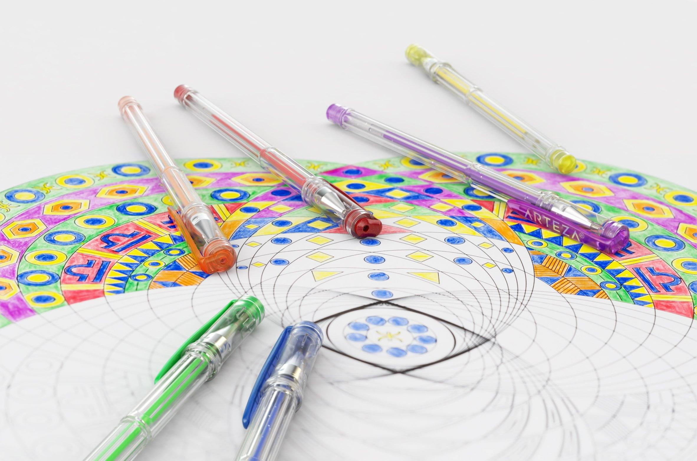Arteza Gel Ink Pens Set, Smooth Flowing Professional Drawing and Journaling Pens (Assorted Colors, 60 Pack) 7dysj