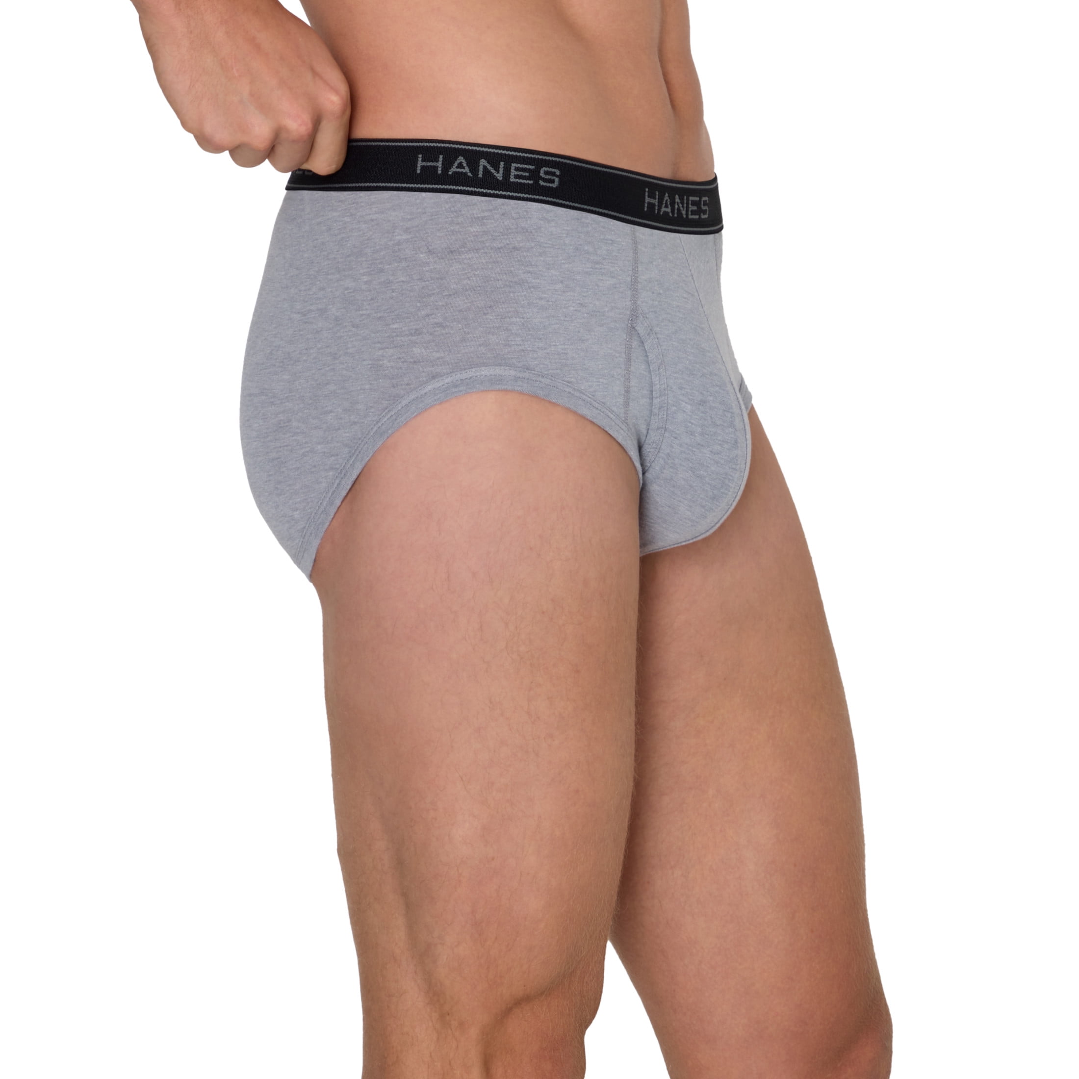 Hanes Men's Cotton Stretch Briefs Moisture-Wicking Underwear (Grey, 6-Pack) t36vn
