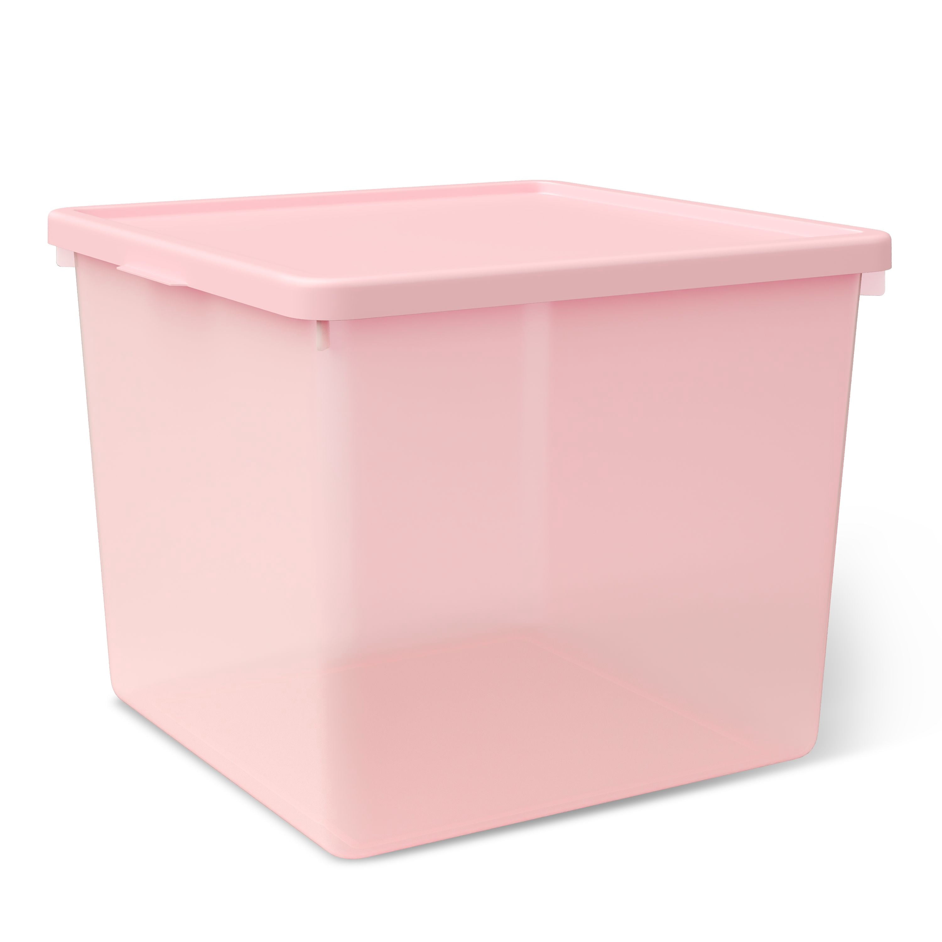 Mainstays Kids Large Plastic Storage Bin with Lid (Pink, 12.5 in x 12 in x 9.5 in) 4a1uj