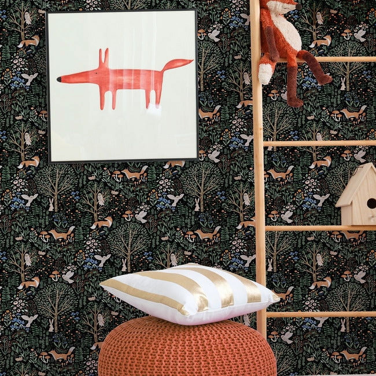 RoomMates Clara Jean Folklore Forest Peel & Stick Wallpaper (Brown, 17 in x 16.5 ft) qyeto